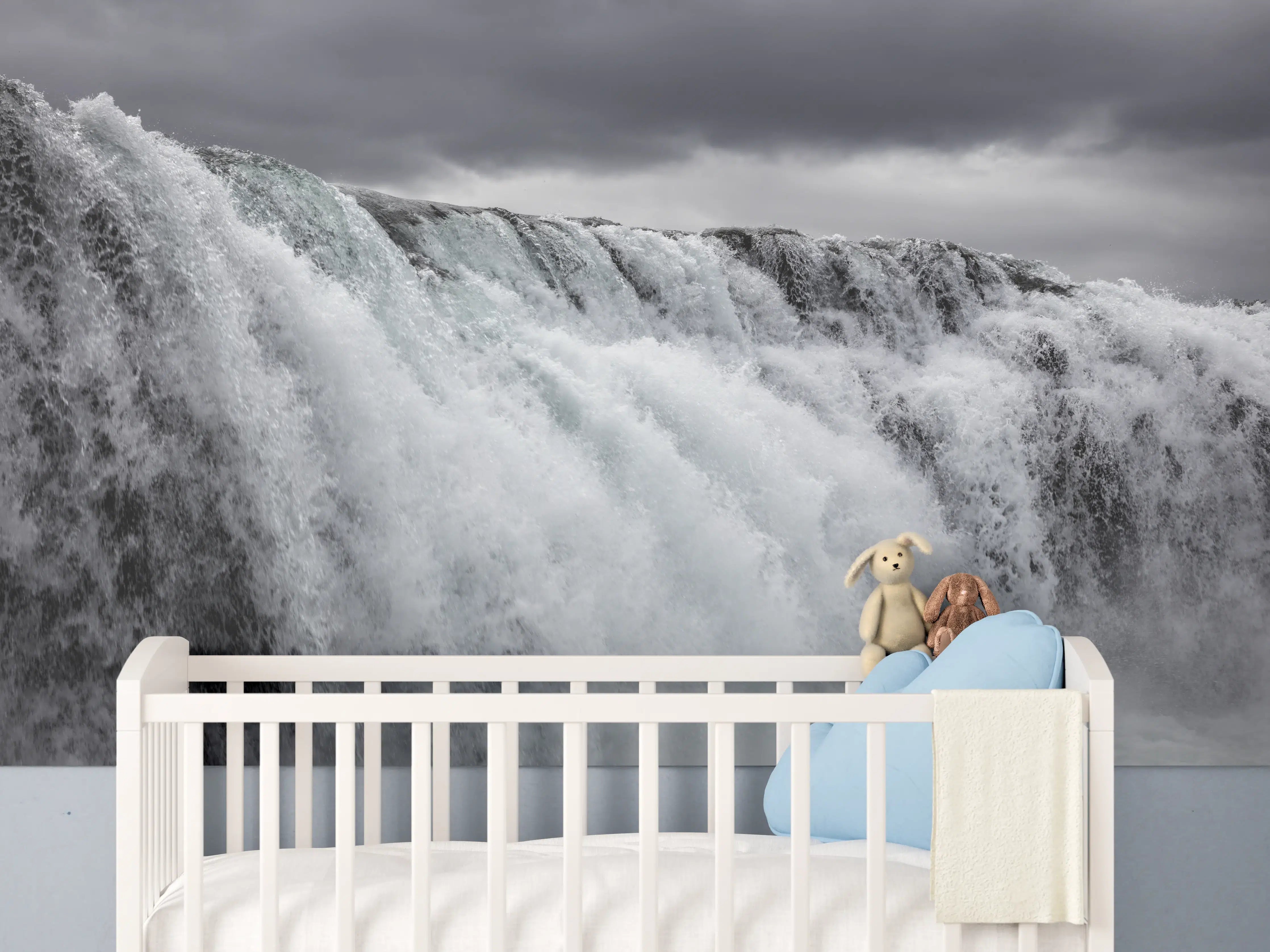 Babyzimmer Wandgestaltung - Dunkler Wasserfall