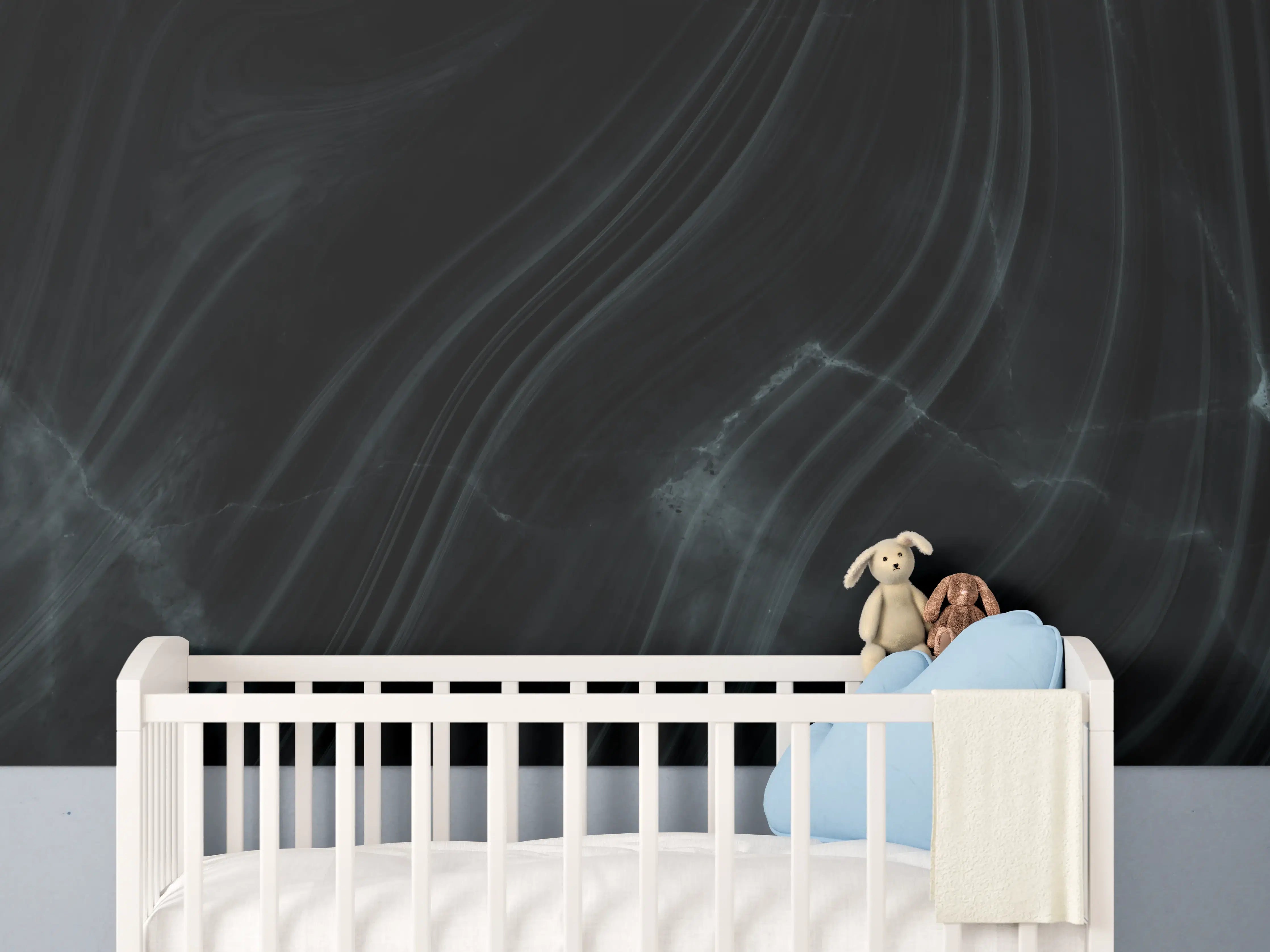 Babyzimmer Wandgestaltung - Dunkler klassischer Marmor