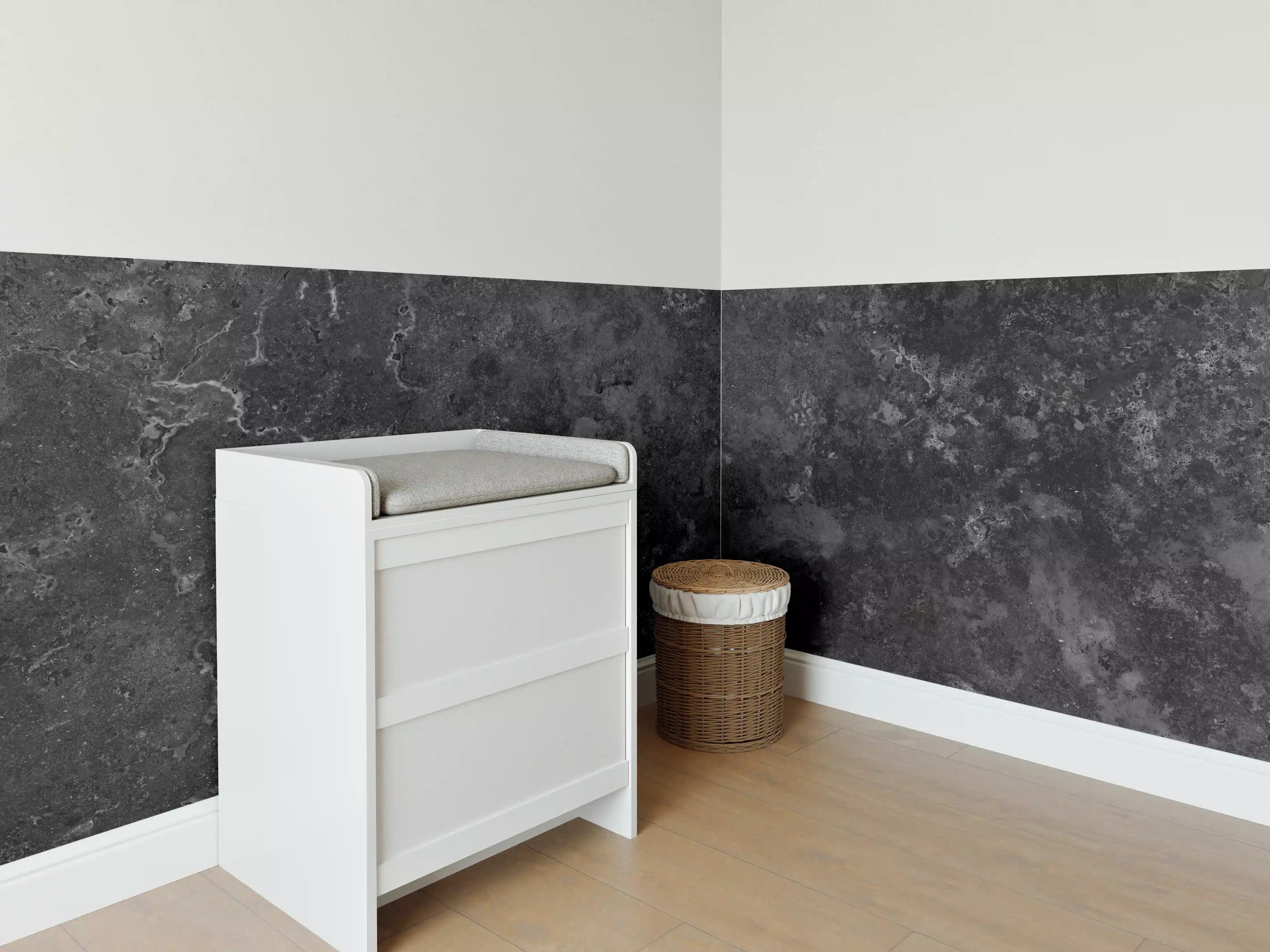 Babyzimmer Wandgestaltung - Dunkles Marmor Stein Design