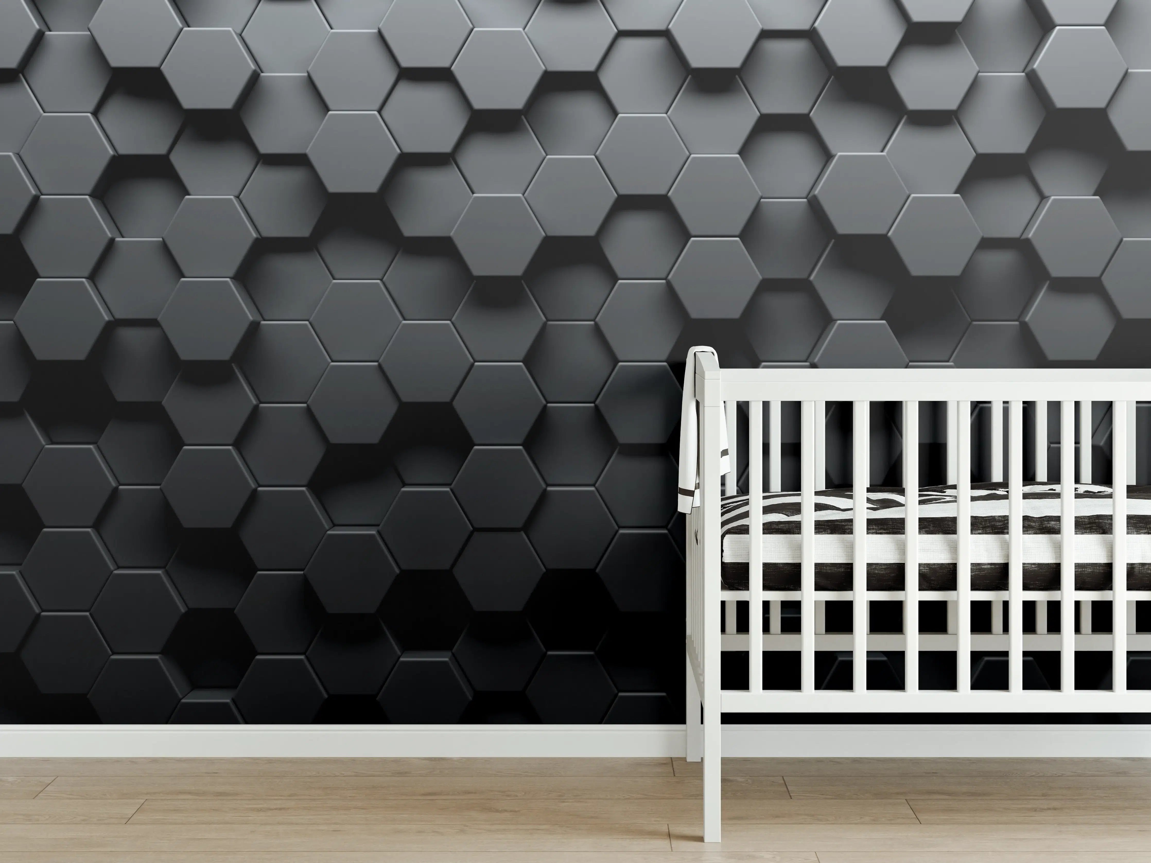 Babyzimmer Wandgestaltung - Dunkles Sechseck Muster