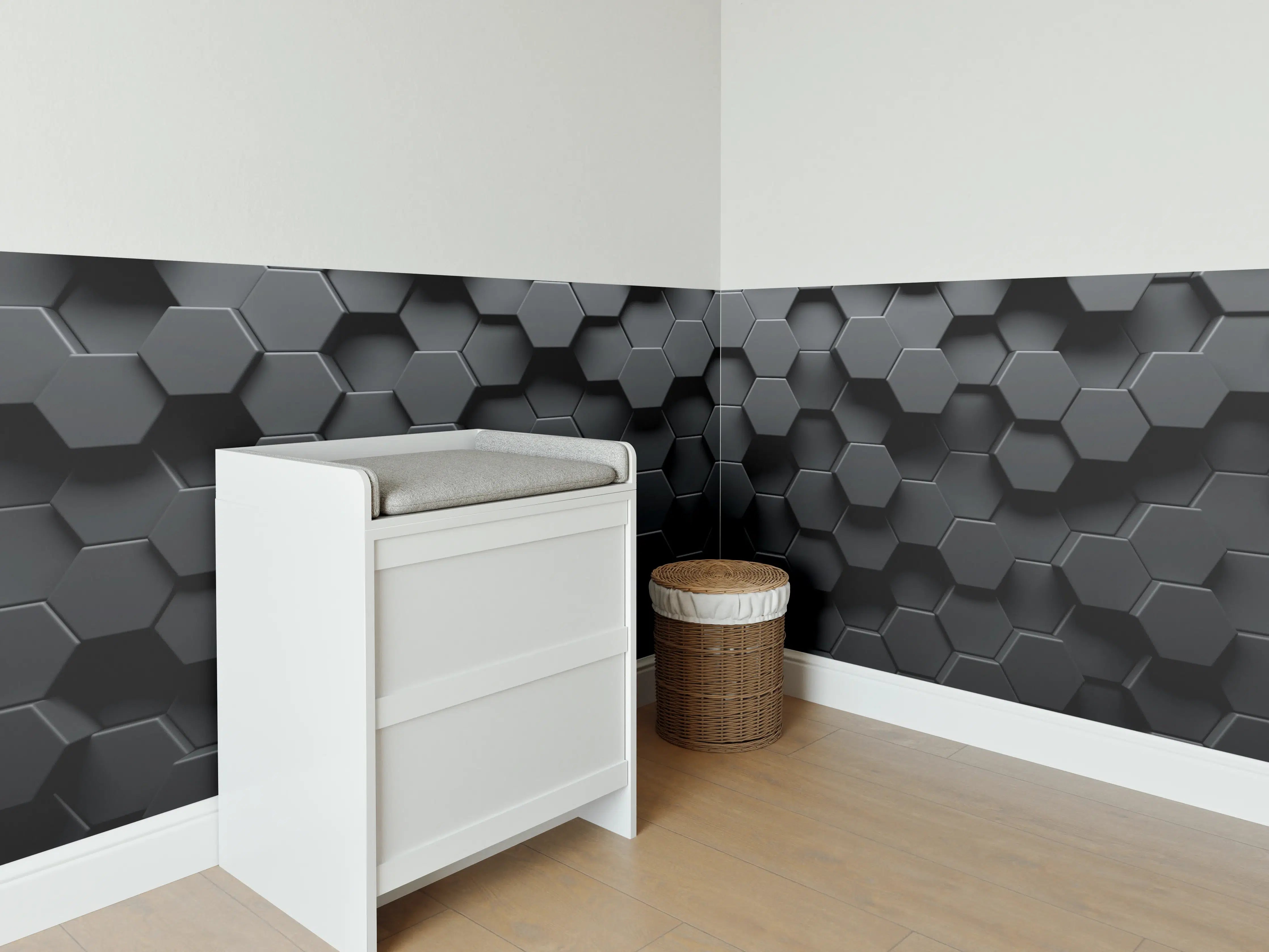 Babyzimmer Wandgestaltung - Dunkles Sechseck Muster