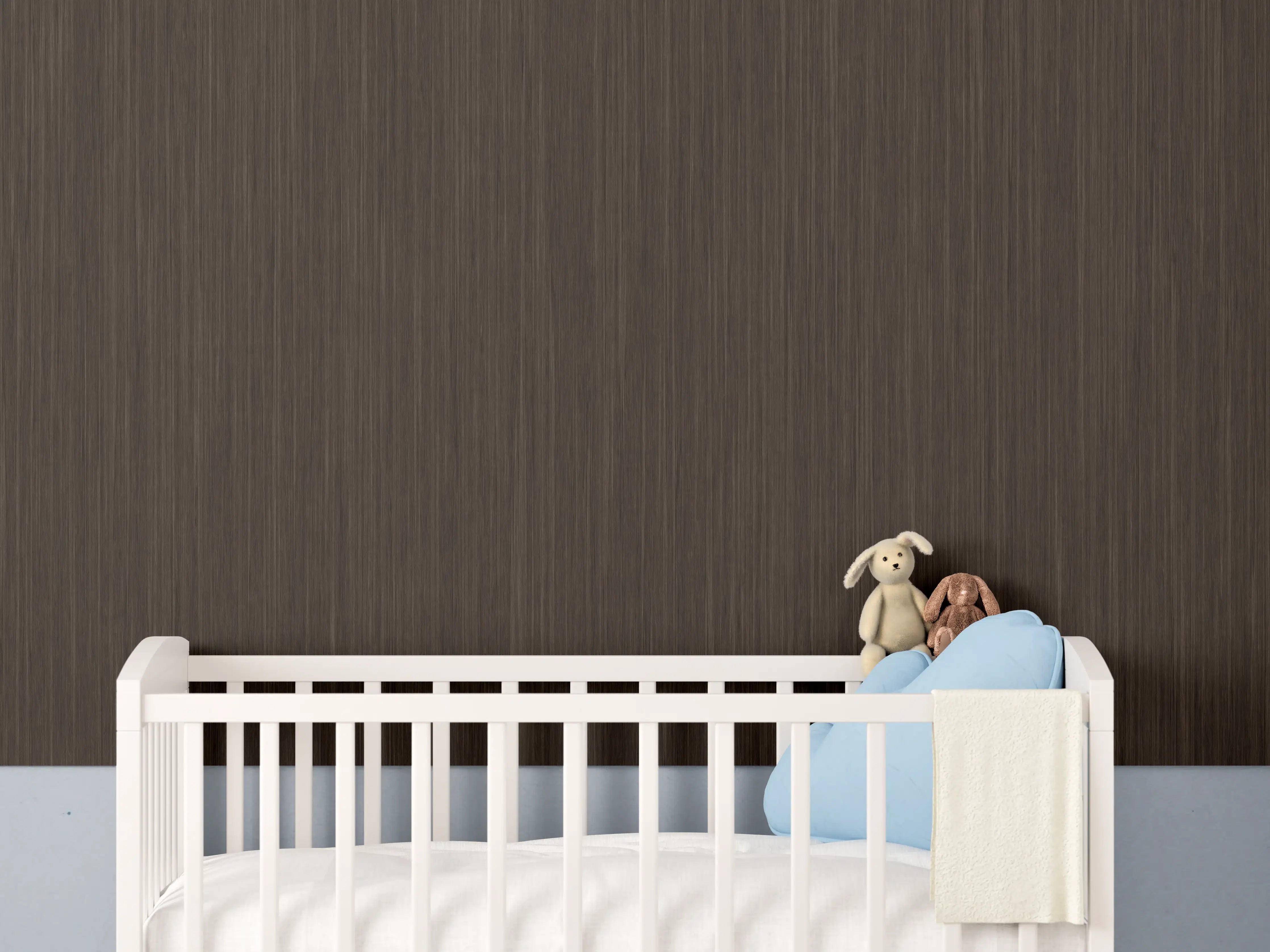 Babyzimmer Wandgestaltung - Dunkles strukturiertes Holz