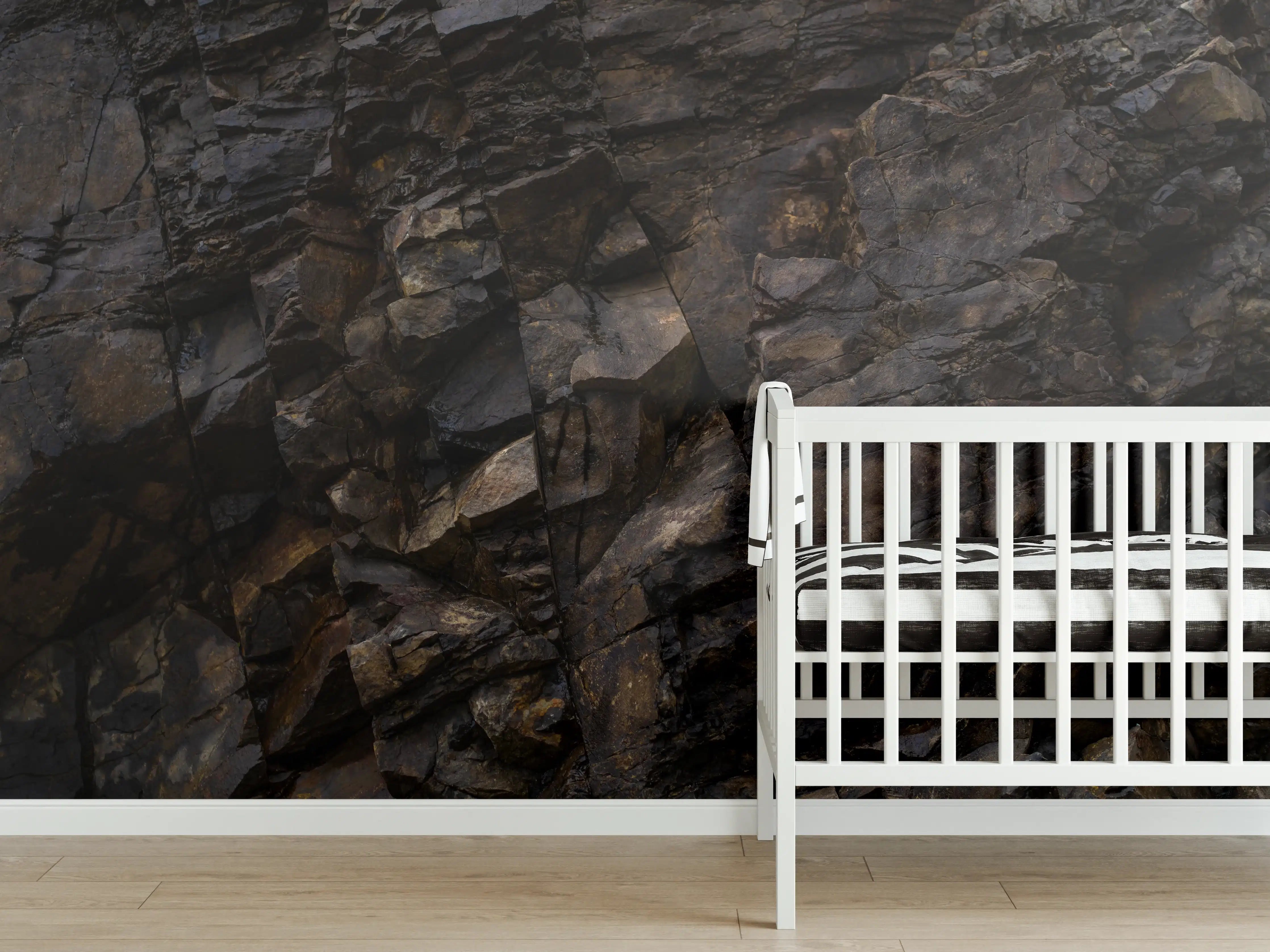 Babyzimmer Wandgestaltung - Edle Dunkle Steintextur