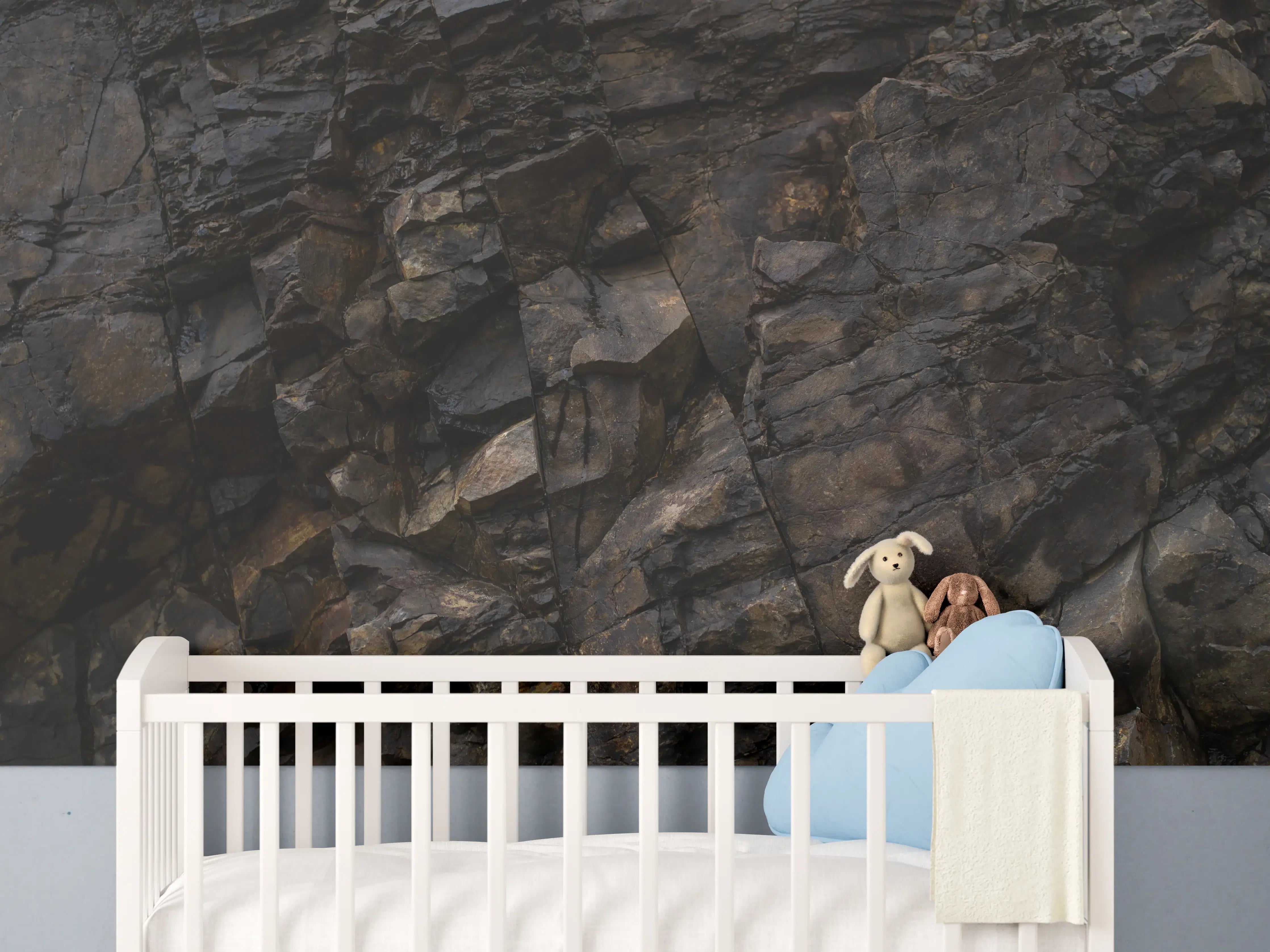 Babyzimmer Wandgestaltung - Edle Dunkle Steintextur