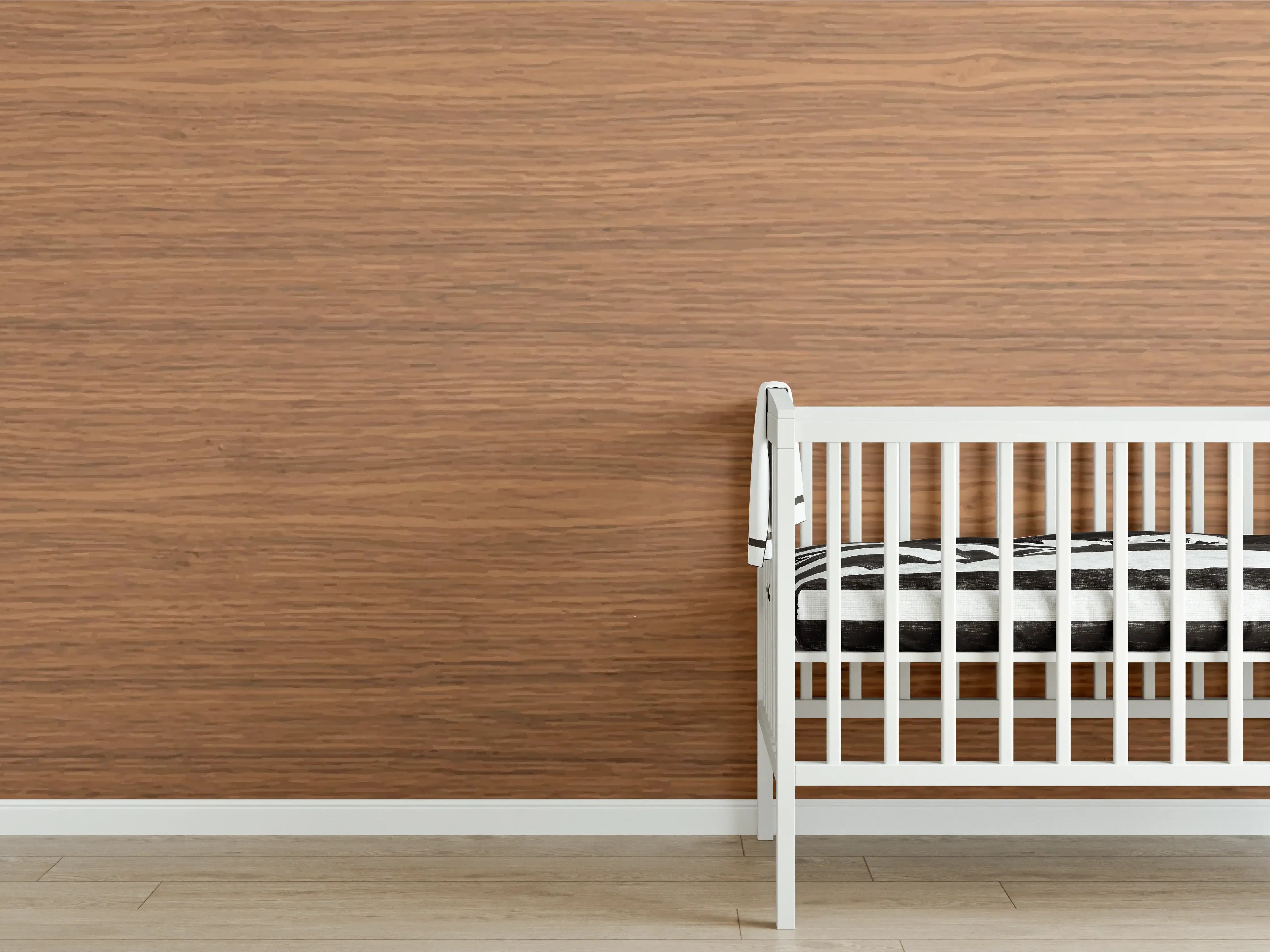 Babyzimmer Wandgestaltung - Edle Holzoptik Dunkelbraun Textur