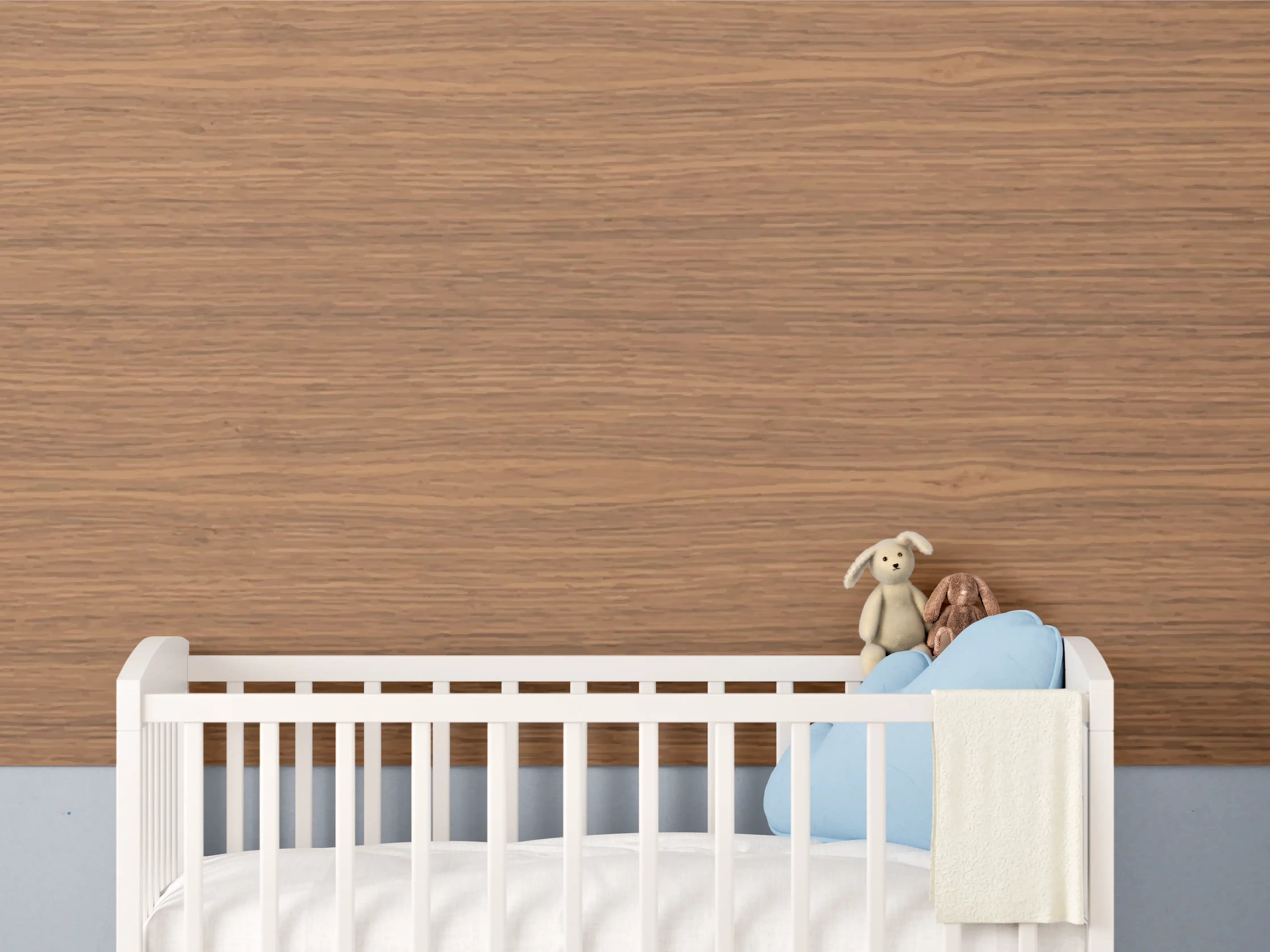 Babyzimmer Wandgestaltung - Edle Holzoptik Dunkelbraun Textur
