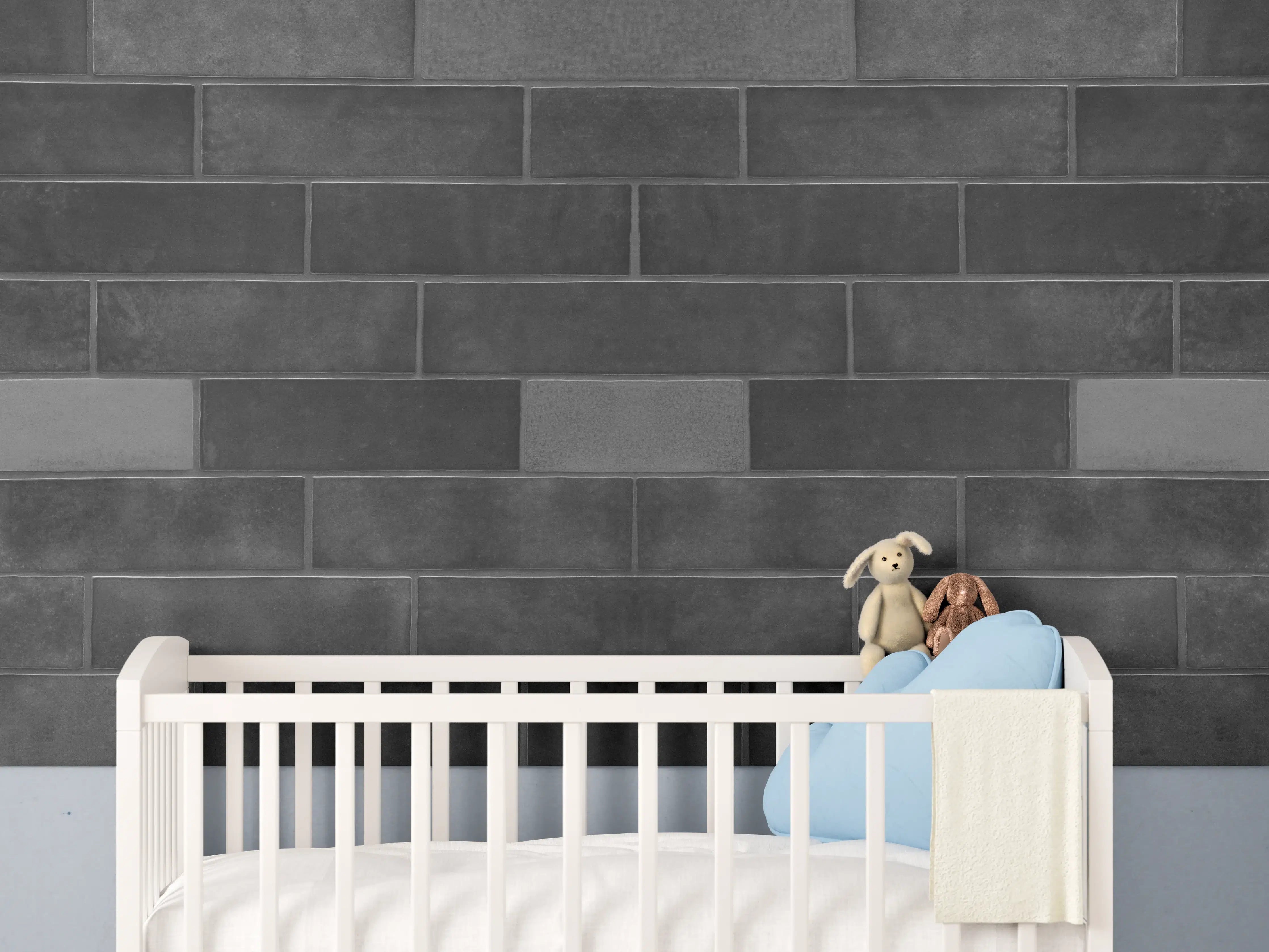Babyzimmer Wandgestaltung - Edle Schwarze Ziegel