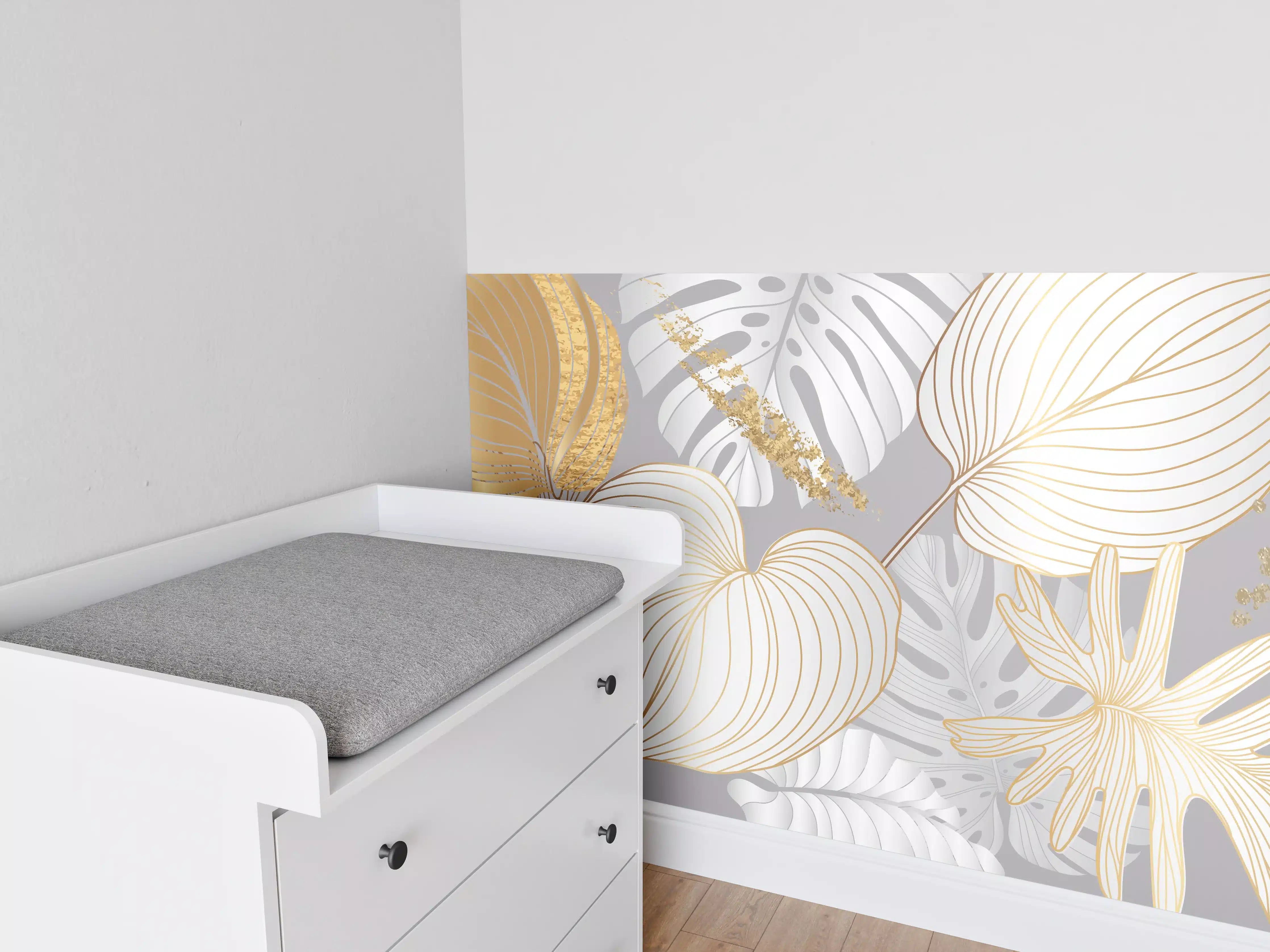 Babyzimmer Wandgestaltung - Edles Gold-Blatt-Design