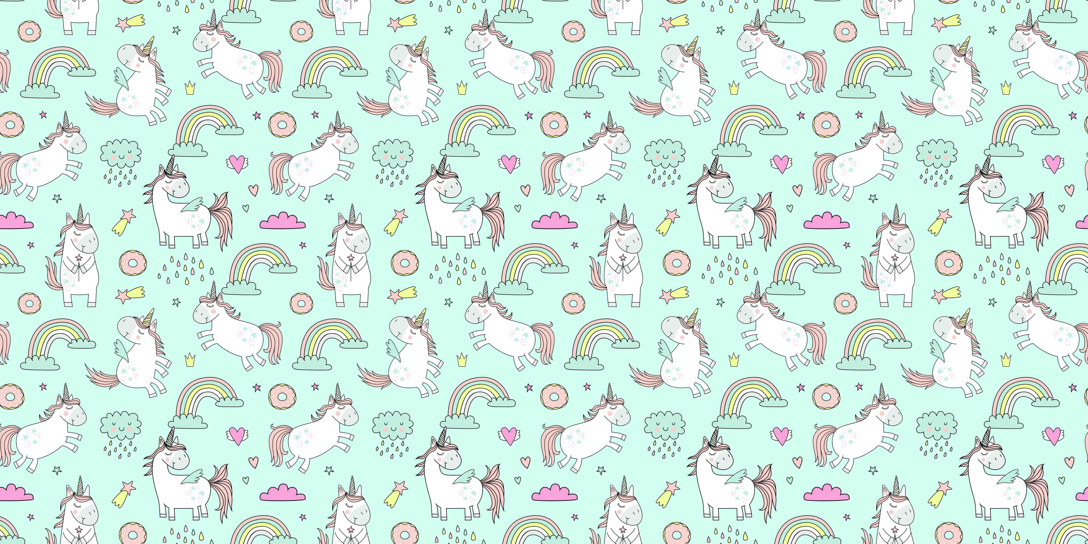 Babyzimmer Wandgestaltung-Einhorn-Muster in Hellblau