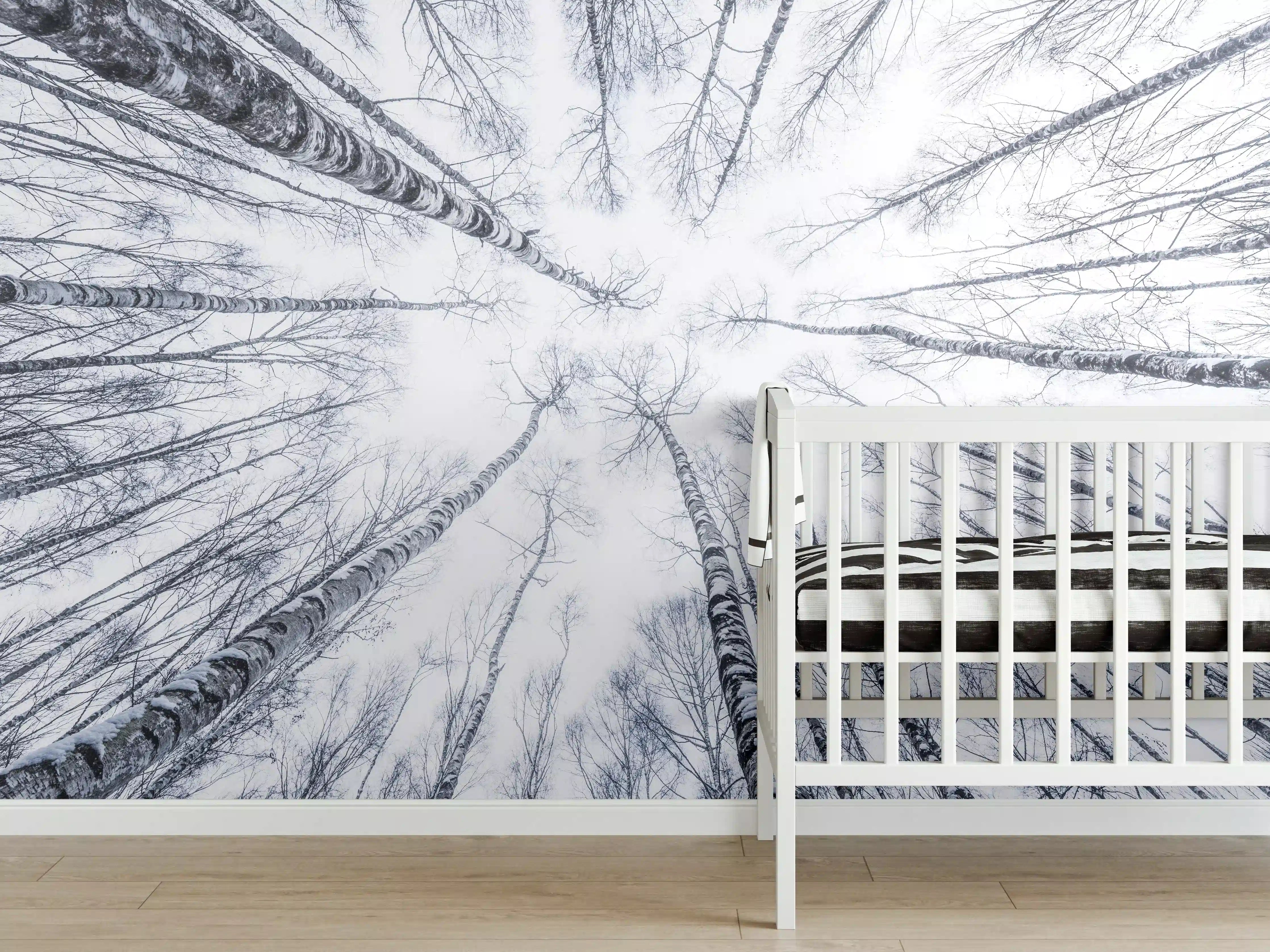 Babyzimmer Wandgestaltung - Eisiger Wald im Winter
