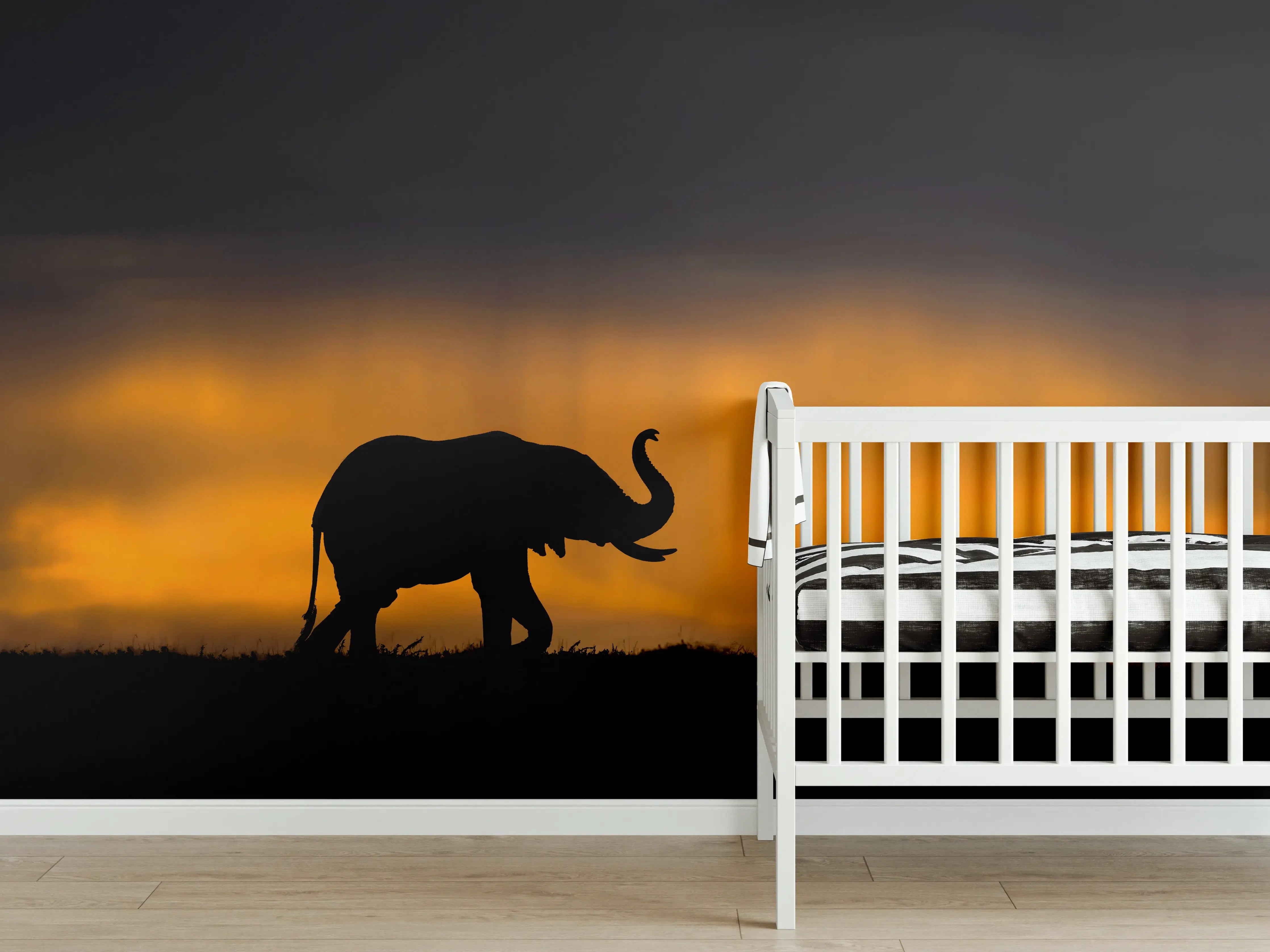 Babyzimmer Wandgestaltung - Elefant im Sturm