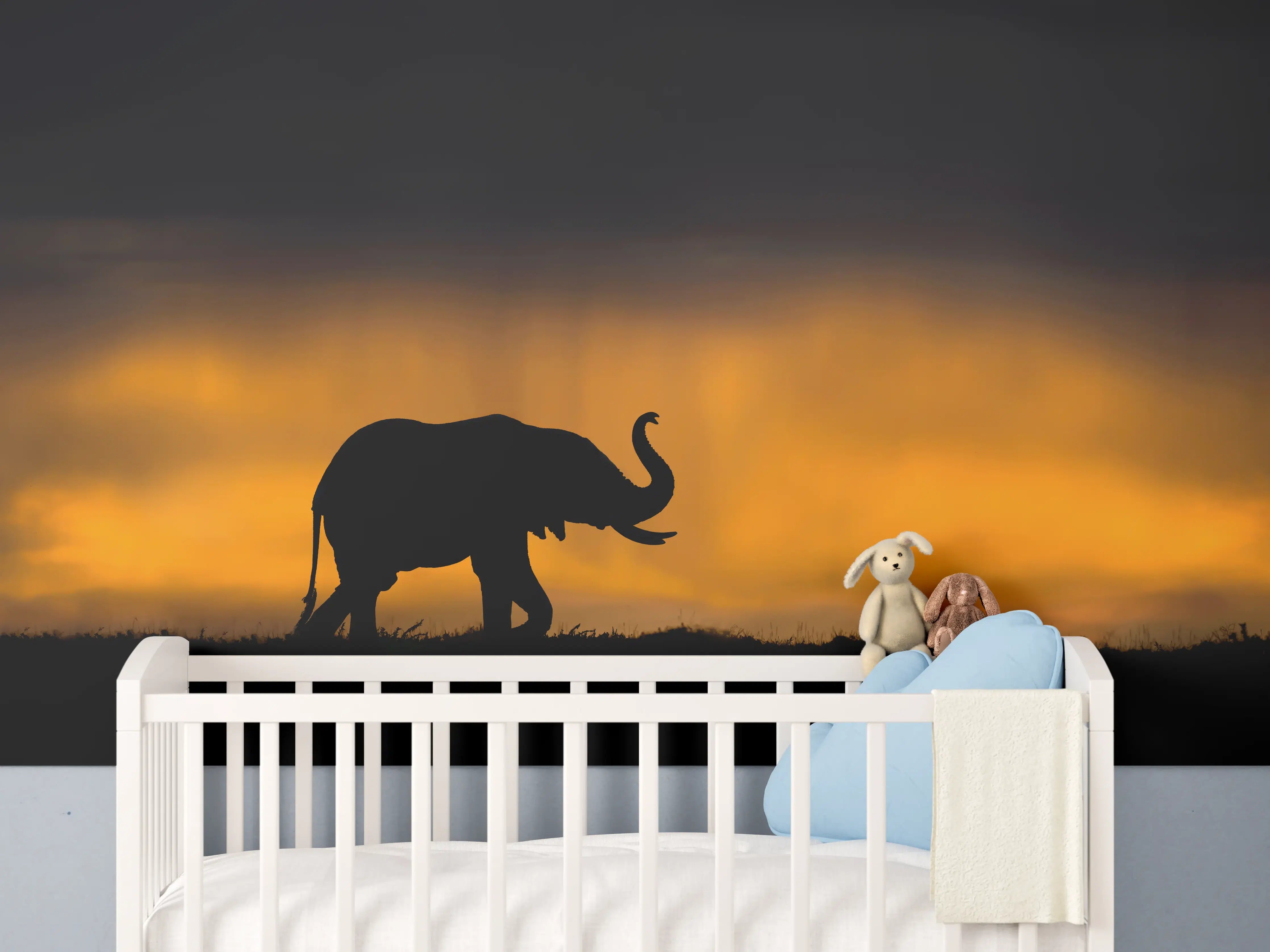 Babyzimmer Wandgestaltung - Elefant im Sturm