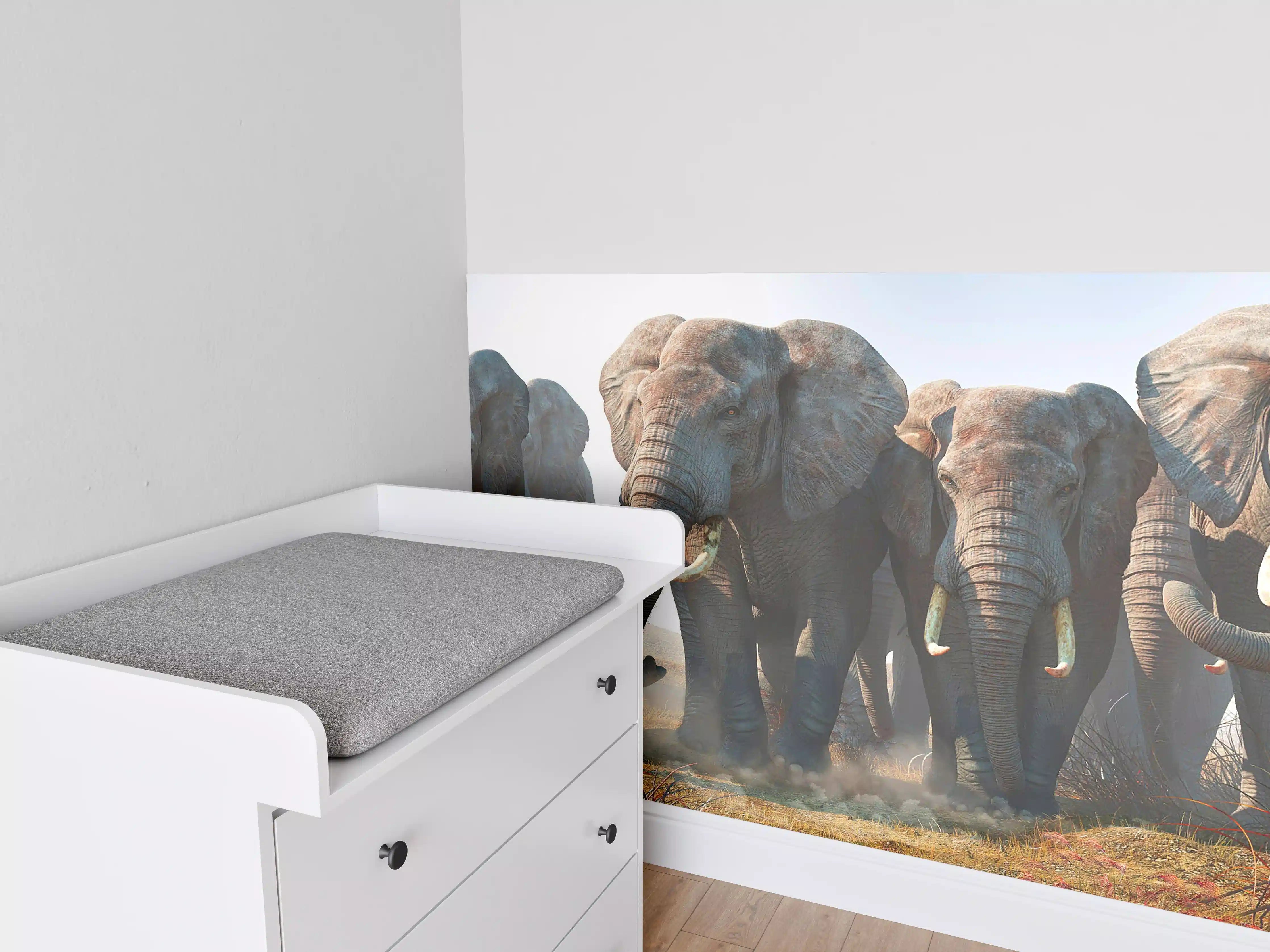 Babyzimmer Wandgestaltung - Elefantenherde in der Wüste