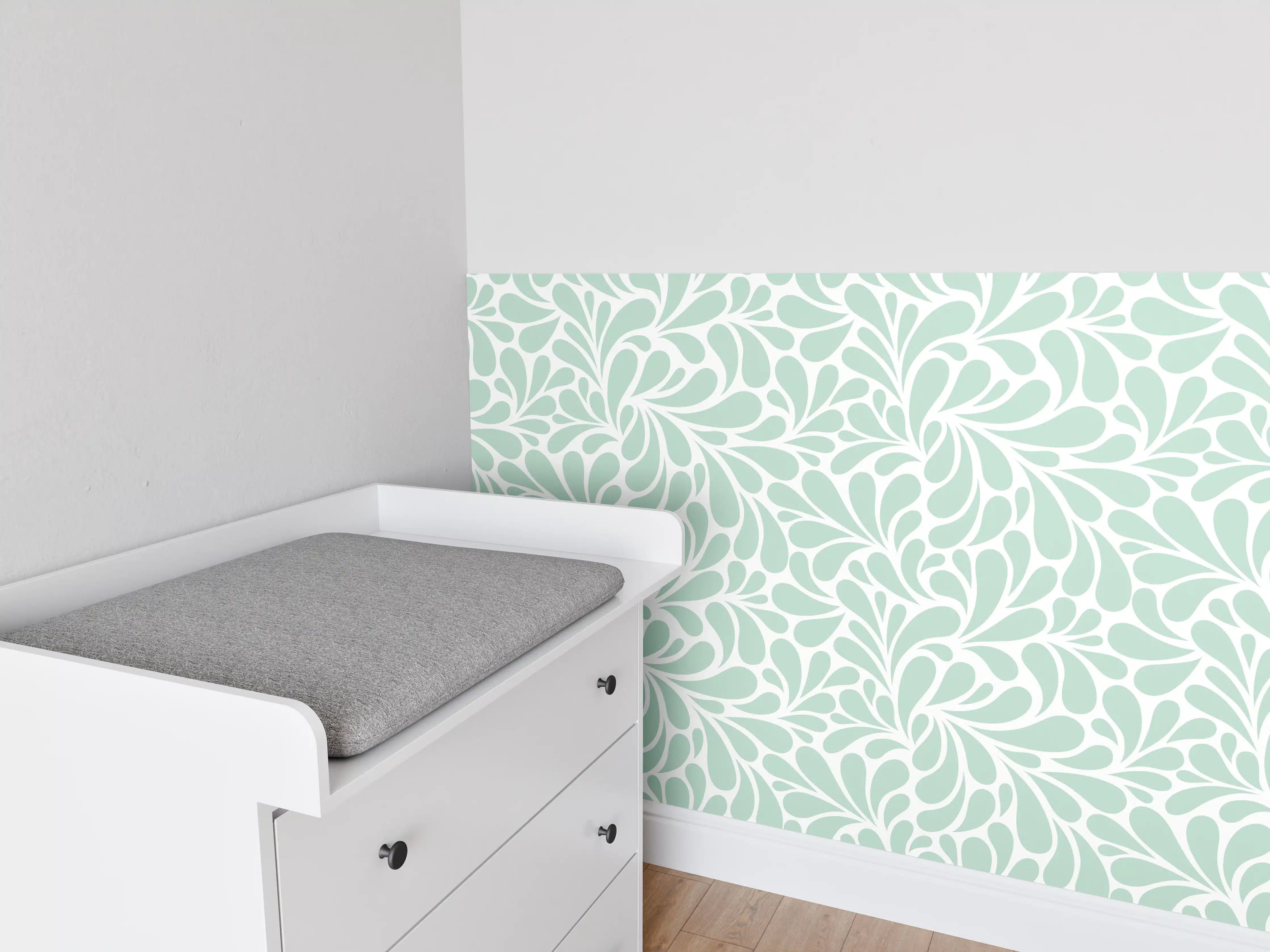Babyzimmer Wandgestaltung - Elegant Weiß-Grau-Marmortextur mit feinen Graunuancen