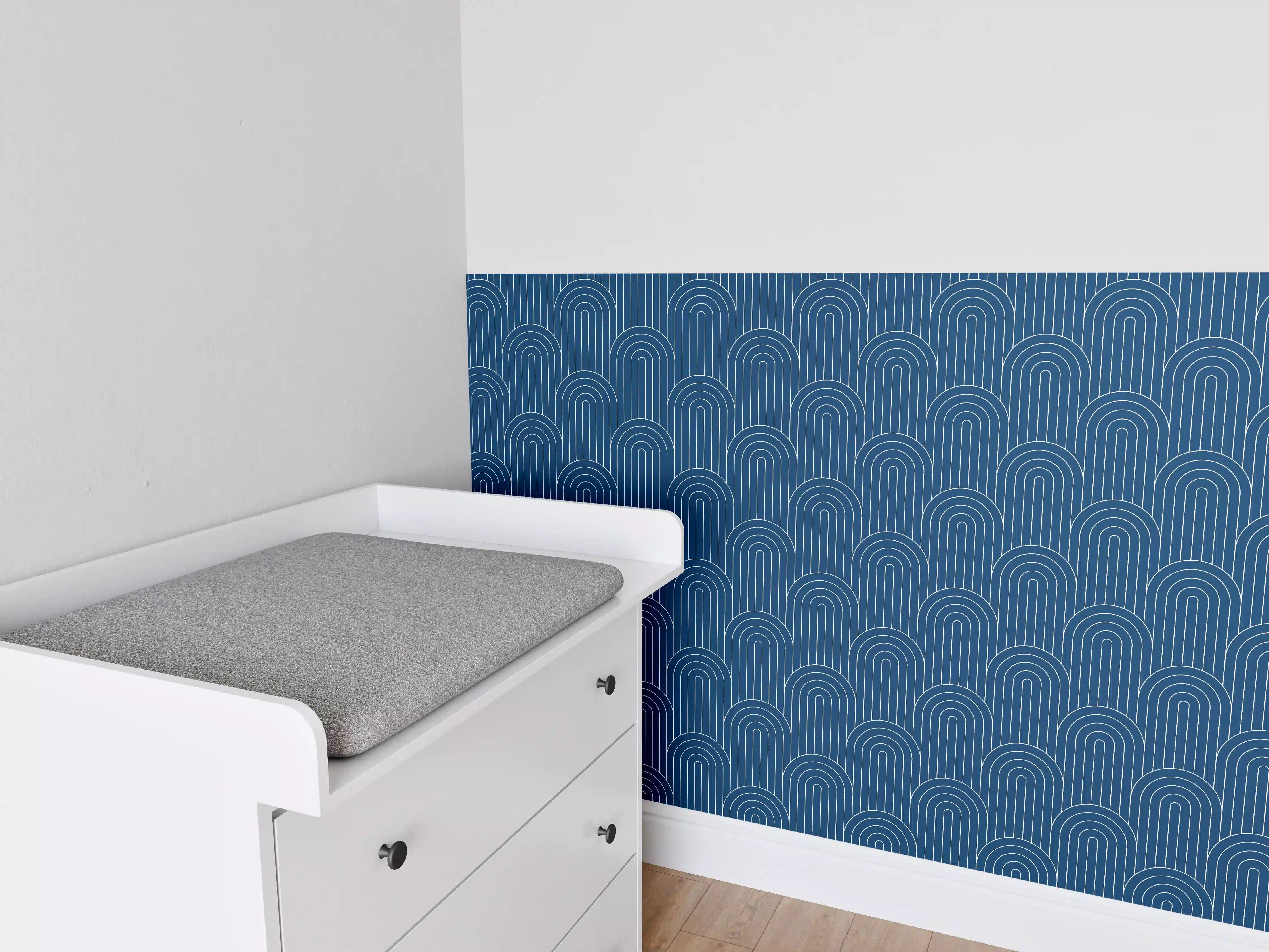 Babyzimmer Wandgestaltung - Elegante Blaue Arcate