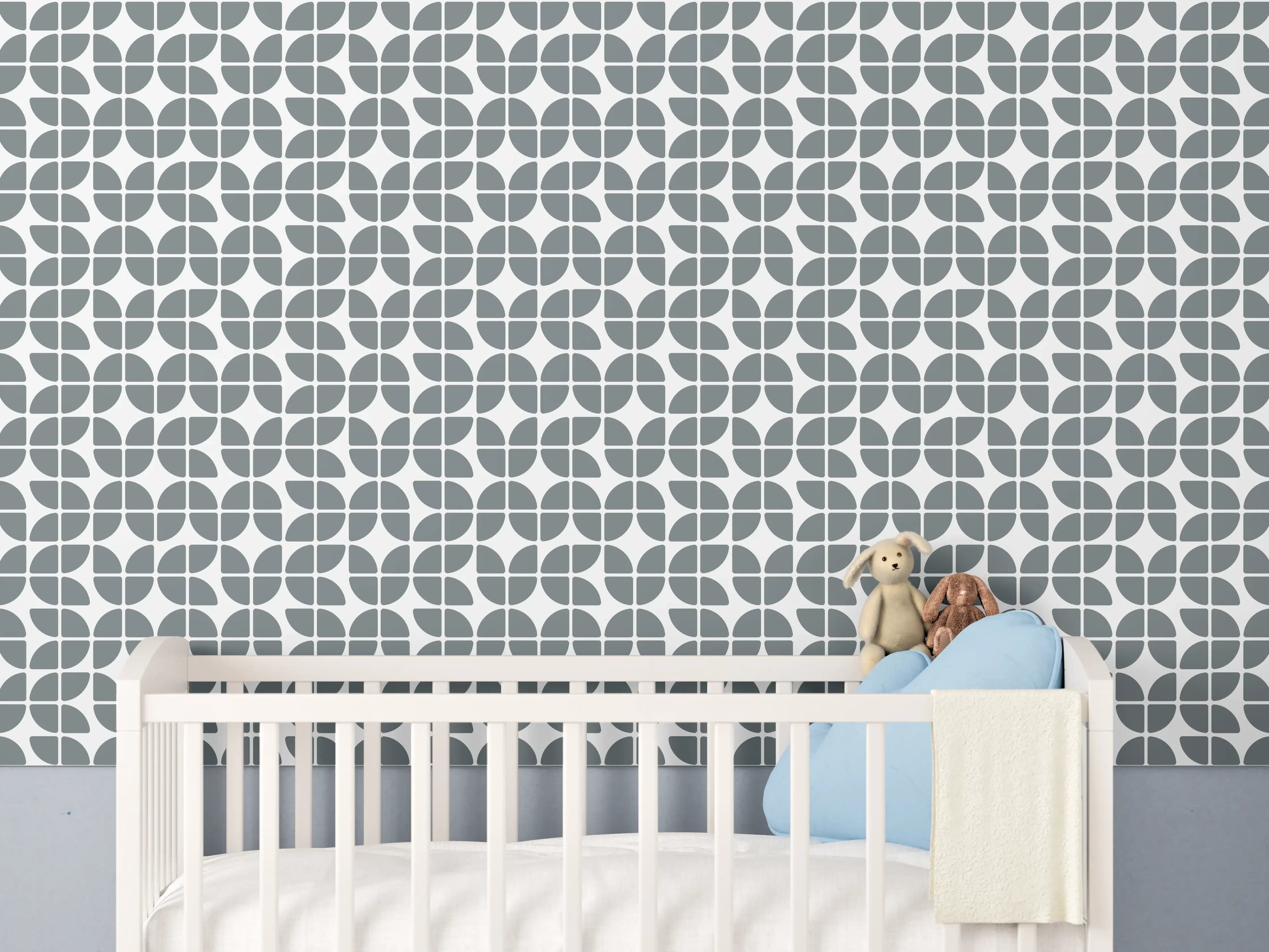 Babyzimmer Wandgestaltung - Elegante Weiß-Grau-Marmor-Optik mit sanften Graunuancen
