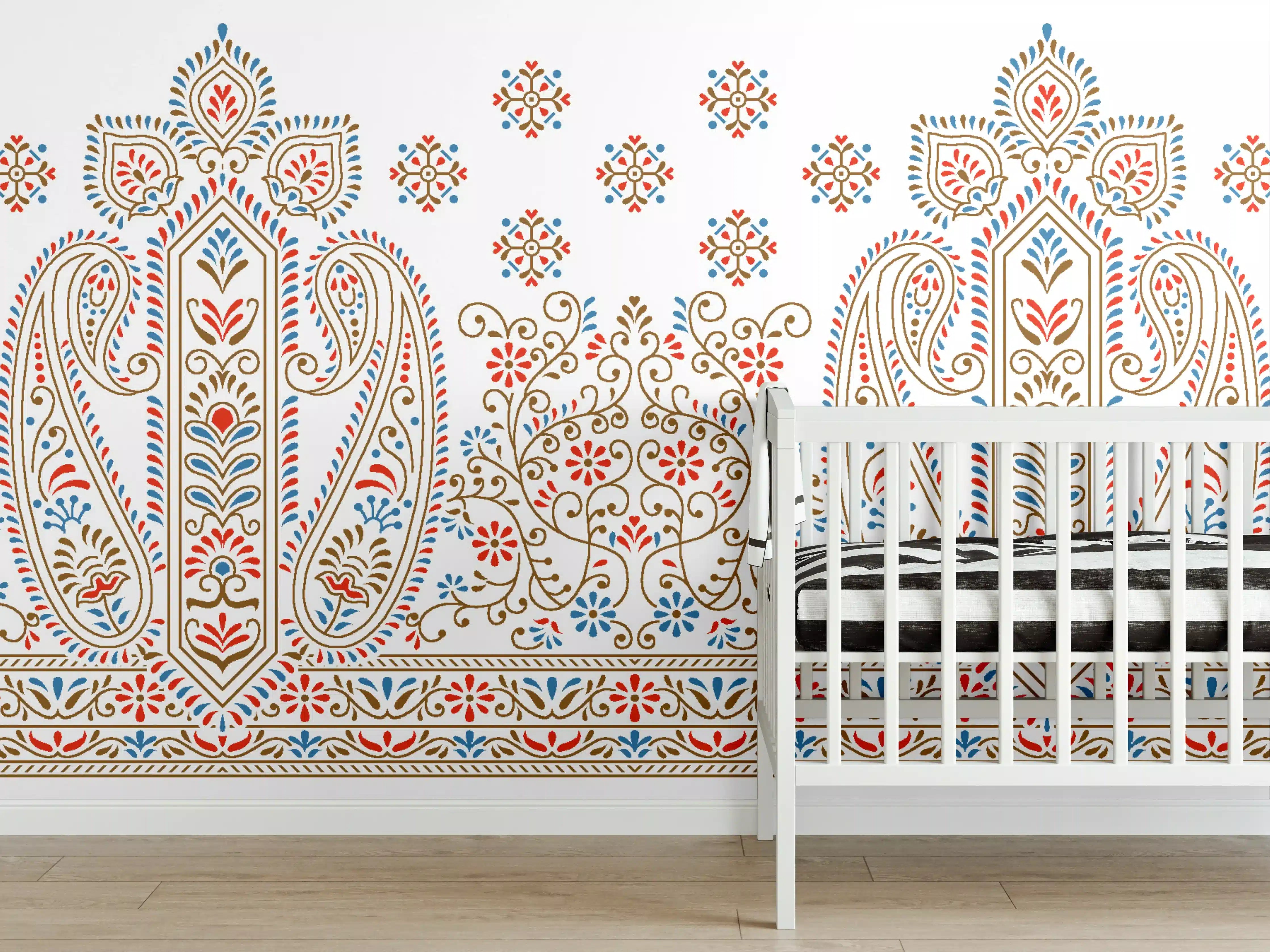 Babyzimmer Wandgestaltung - Elegante türkische Fliesenmuster in sanften Farben