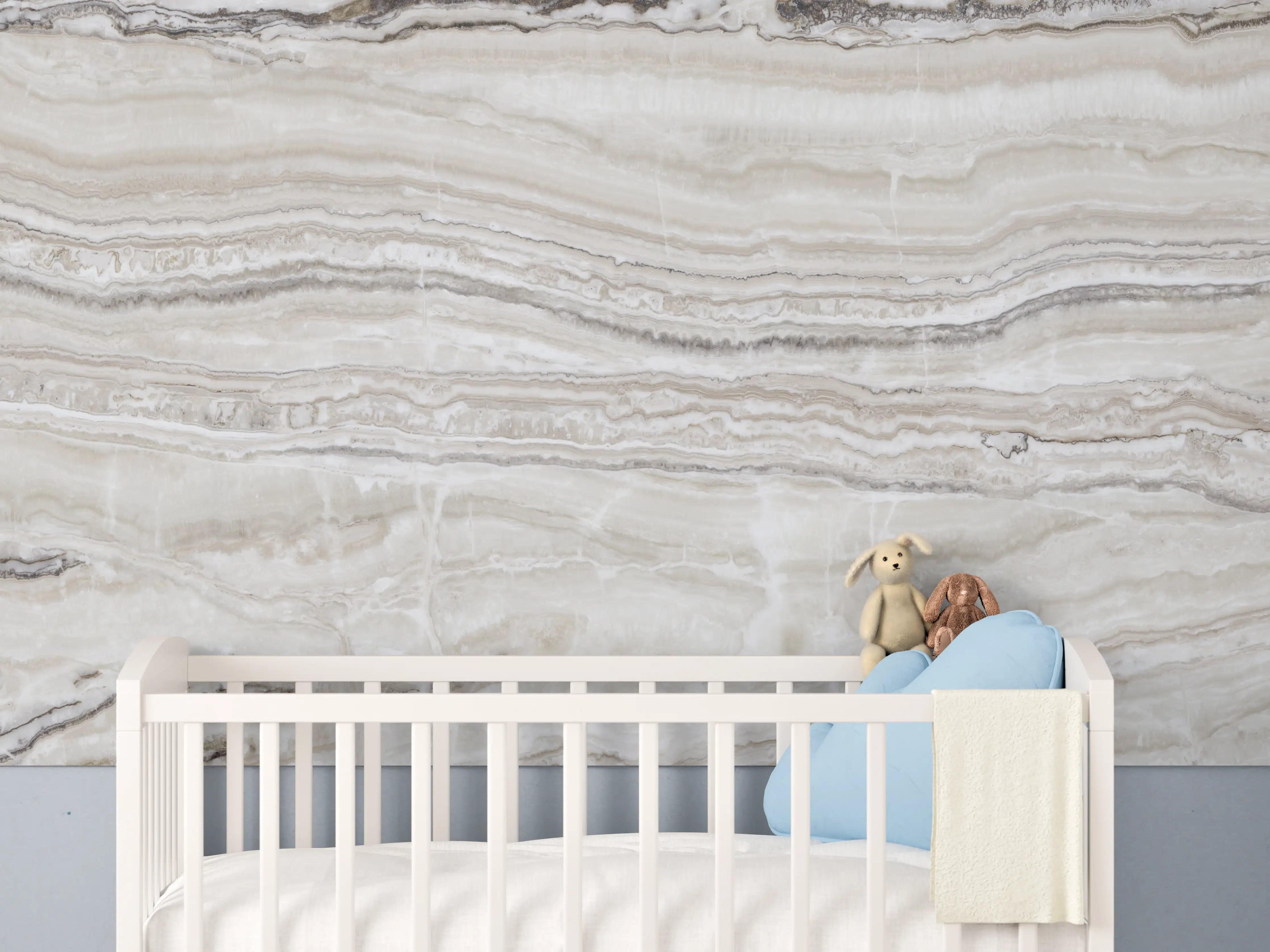 Babyzimmer Wandgestaltung - Eleganter Grau-Weiß-Marmor