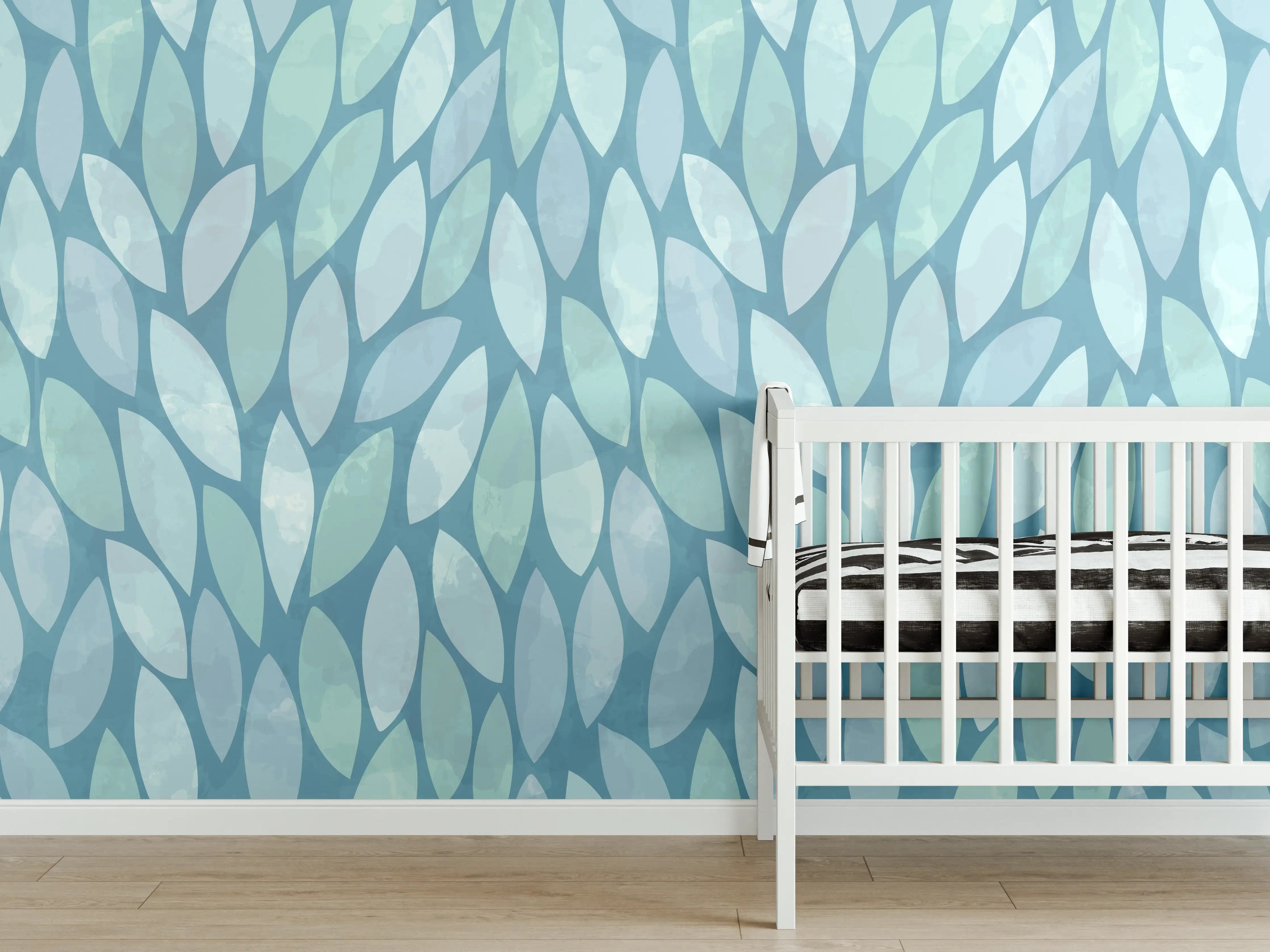 Babyzimmer Wandgestaltung - Elegantes Blau-Windmuster
