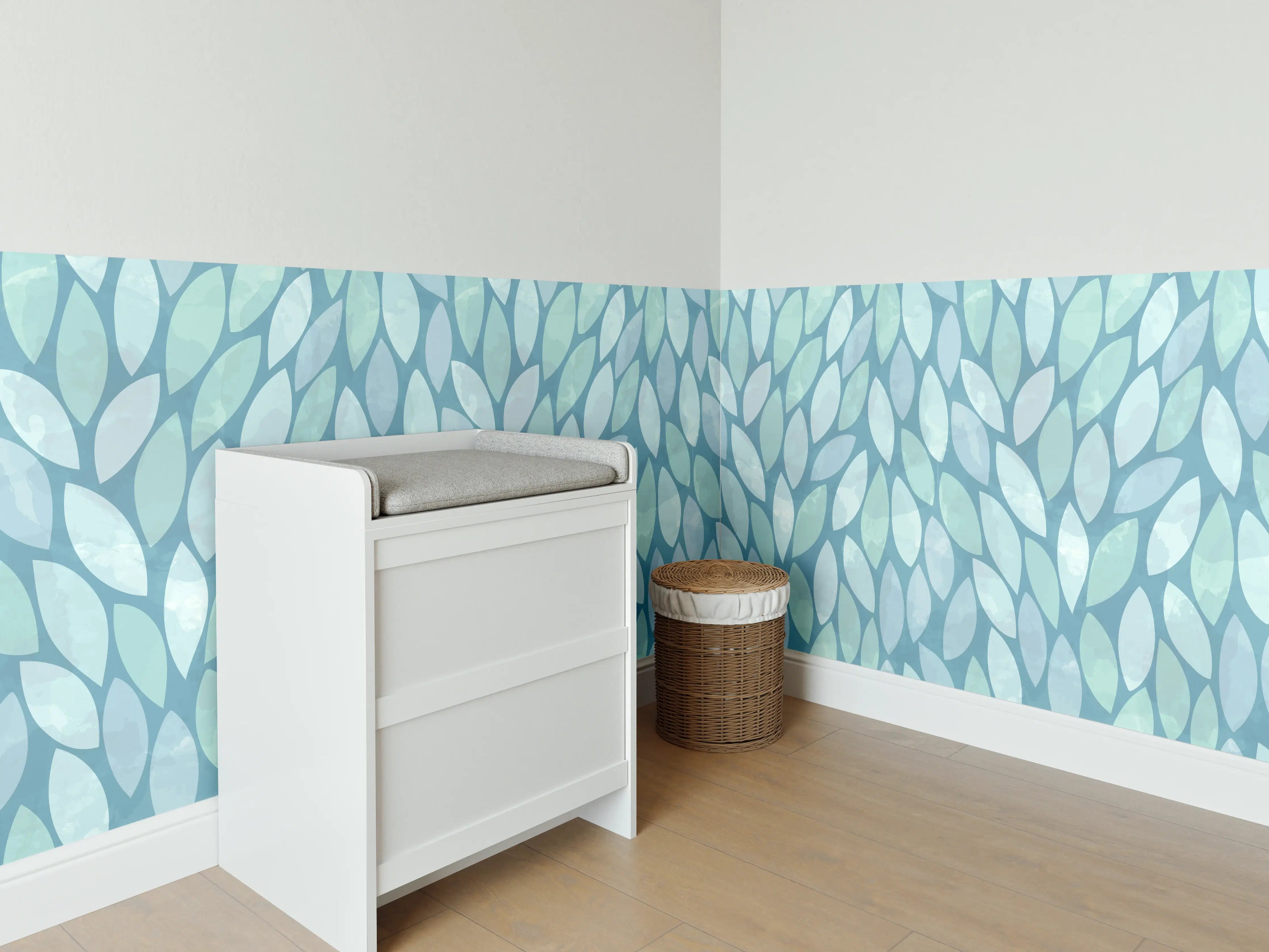 Babyzimmer Wandgestaltung - Elegantes Blau-Windmuster