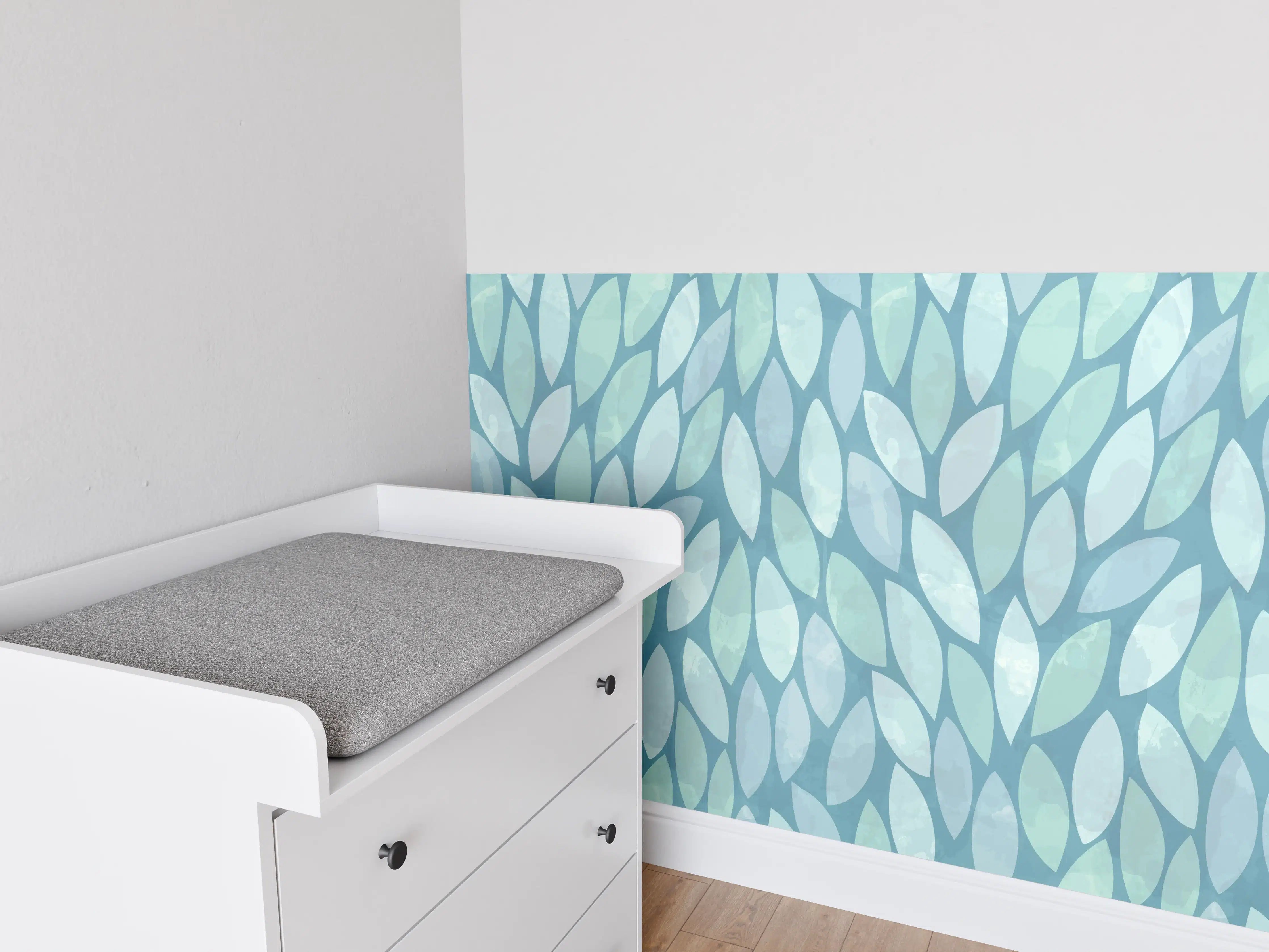 Babyzimmer Wandgestaltung - Elegantes Blau-Windmuster