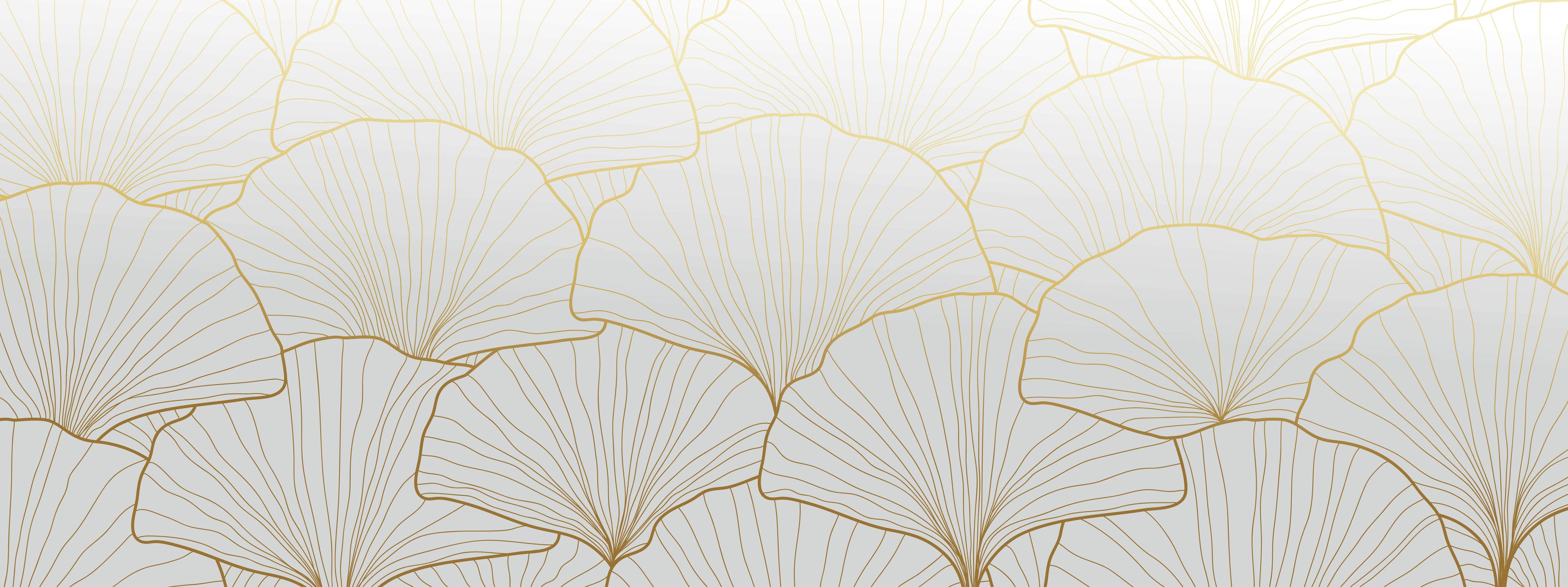Babyzimmer Wandgestaltung-Elegantes Ginkgo-Blatt Design Weiß-Gold