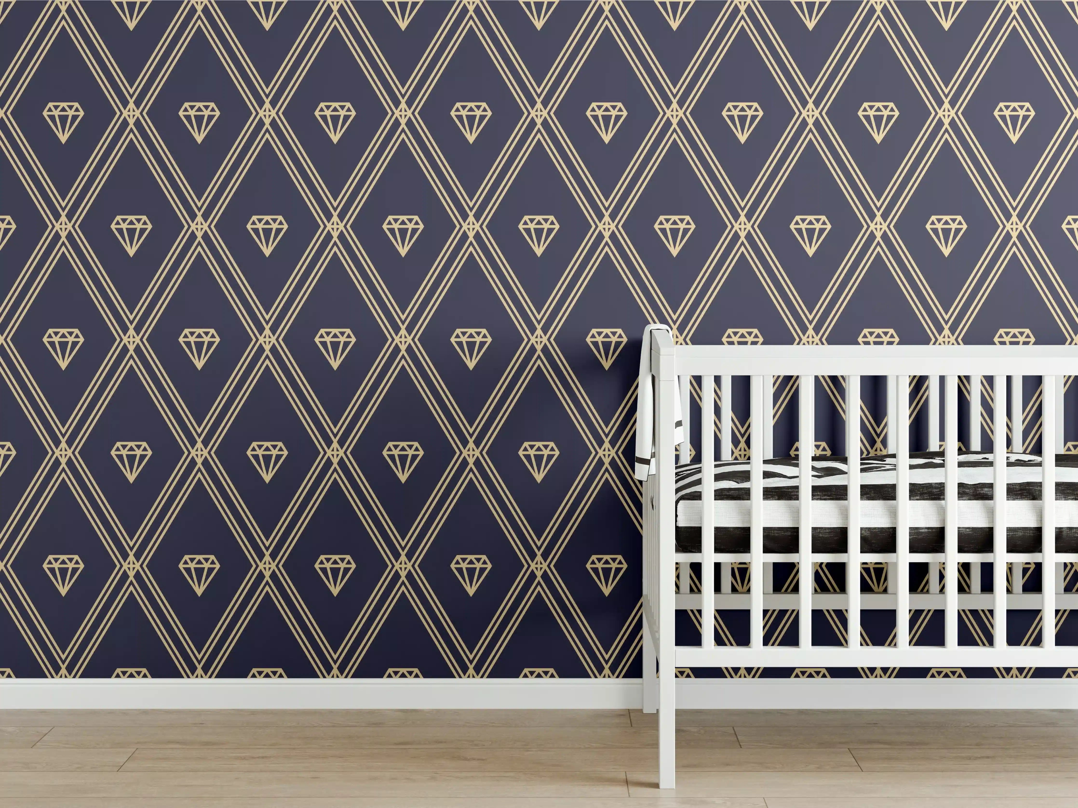 Babyzimmer Wandgestaltung - Elegantes Marine-Muster