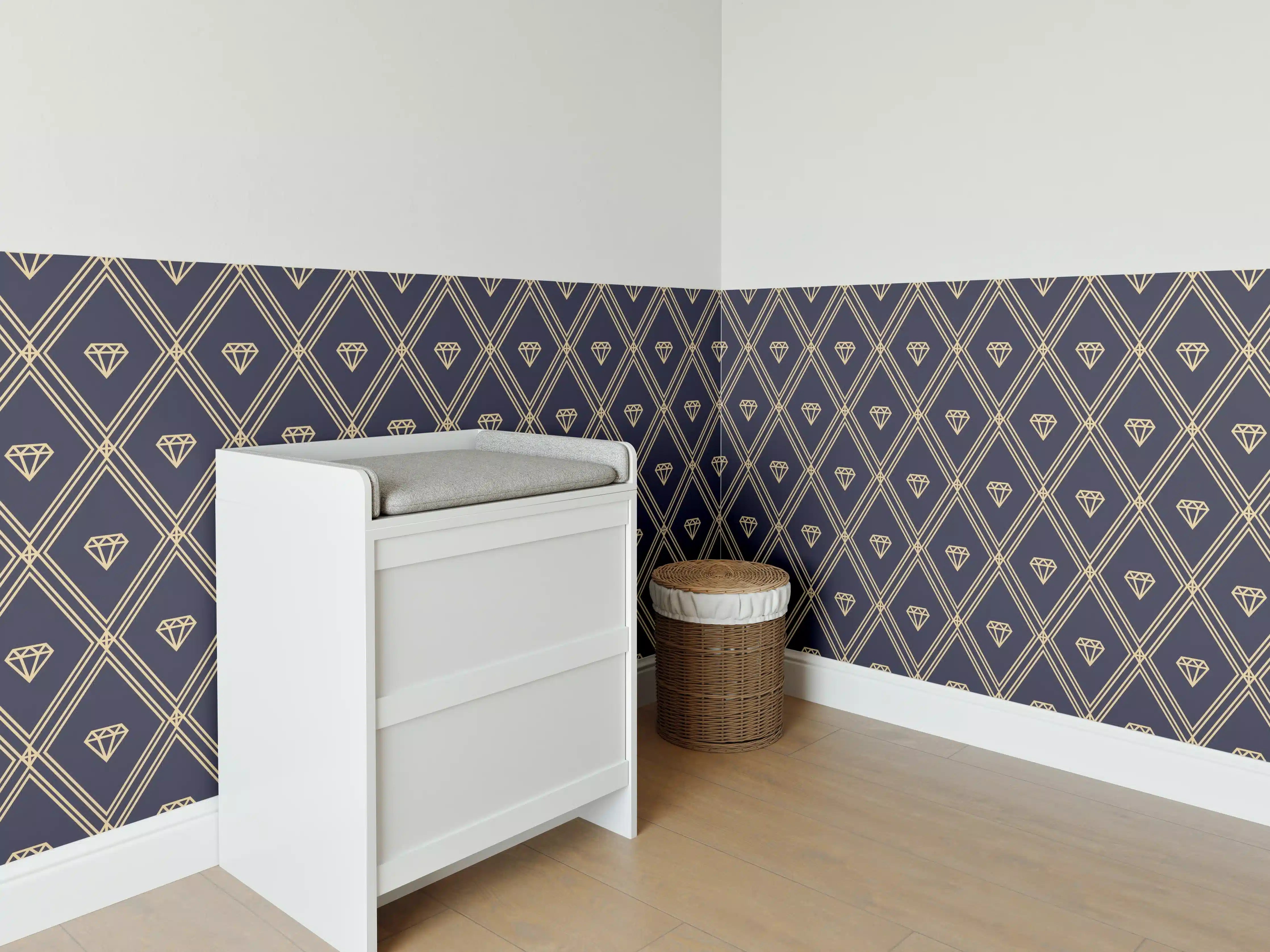 Babyzimmer Wandgestaltung - Elegantes Marine-Muster
