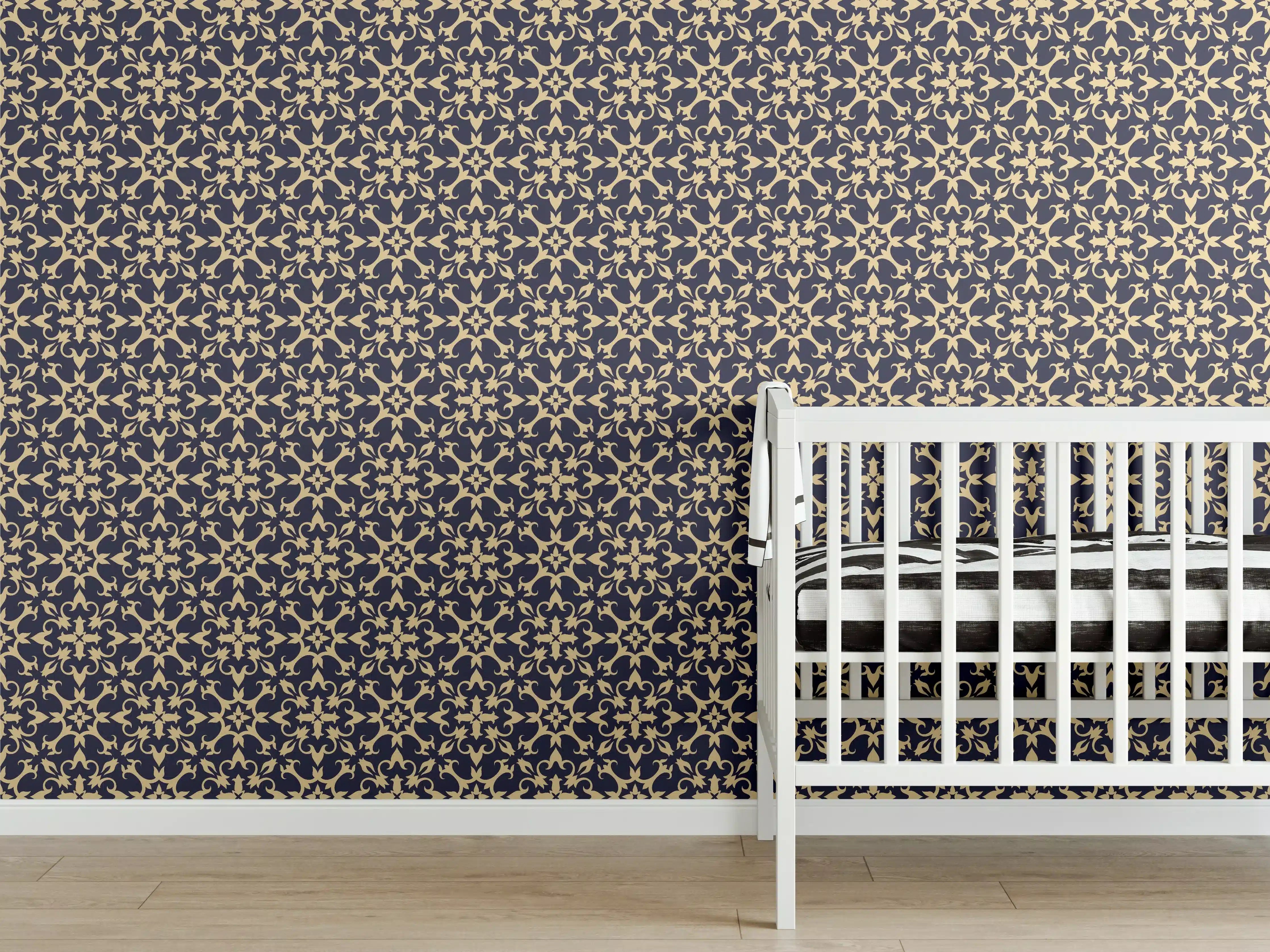 Babyzimmer Wandgestaltung - Elegantes Vielfach-Muster Dunkel