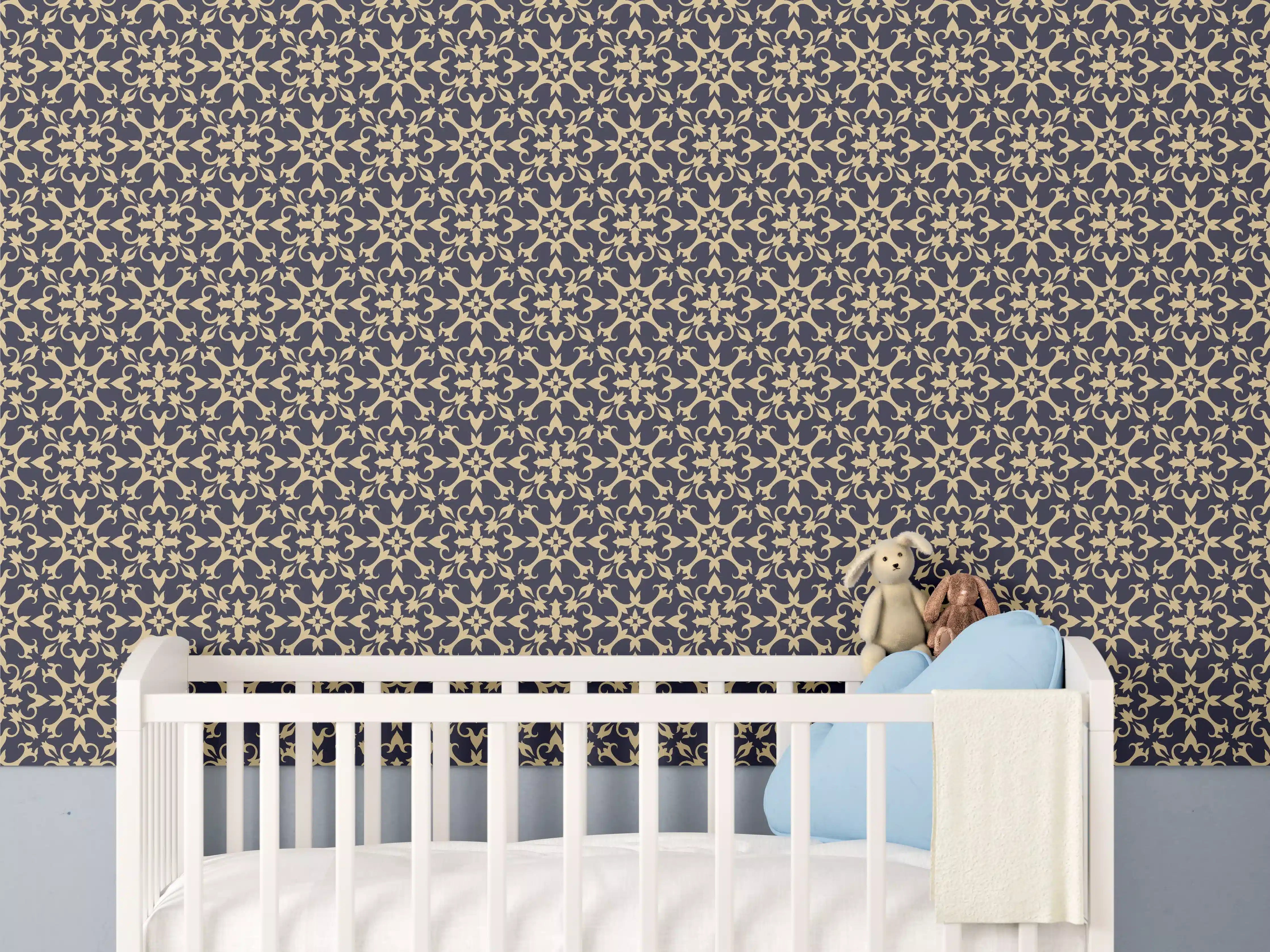 Babyzimmer Wandgestaltung - Elegantes Vielfach-Muster Dunkel