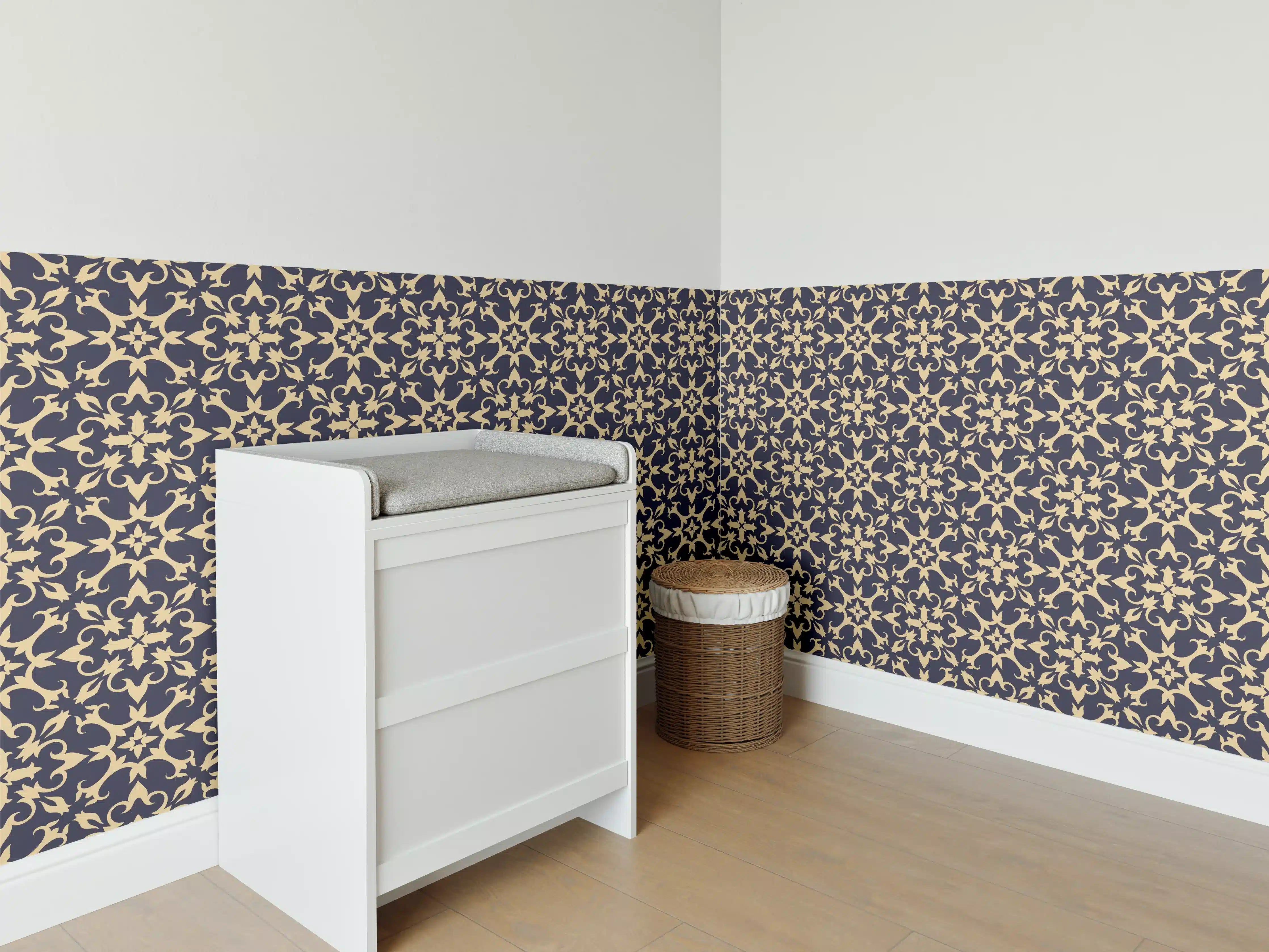 Babyzimmer Wandgestaltung - Elegantes Vielfach-Muster Dunkel