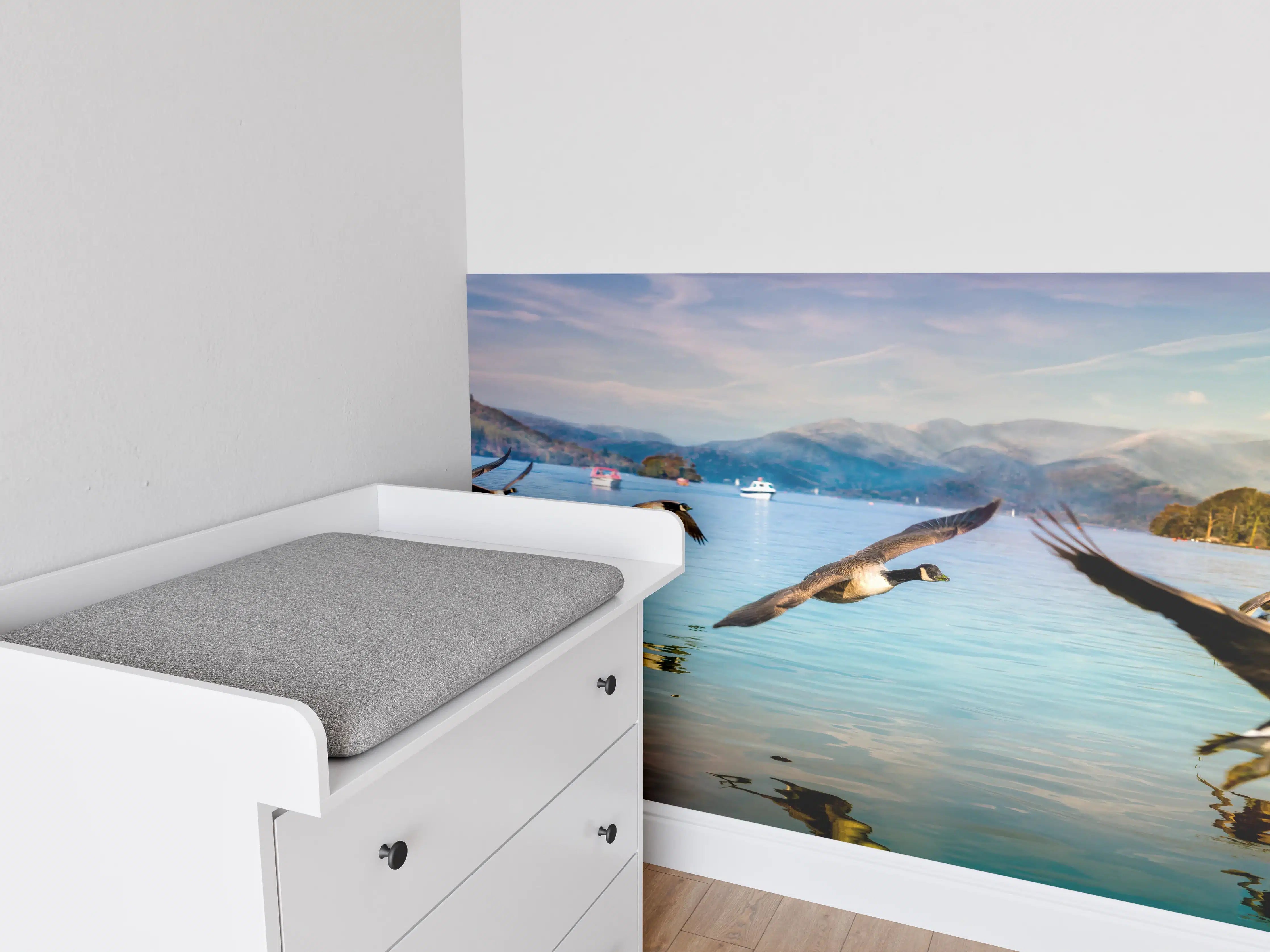 Babyzimmer Wandgestaltung - Entenschwarm am Lake Windermere