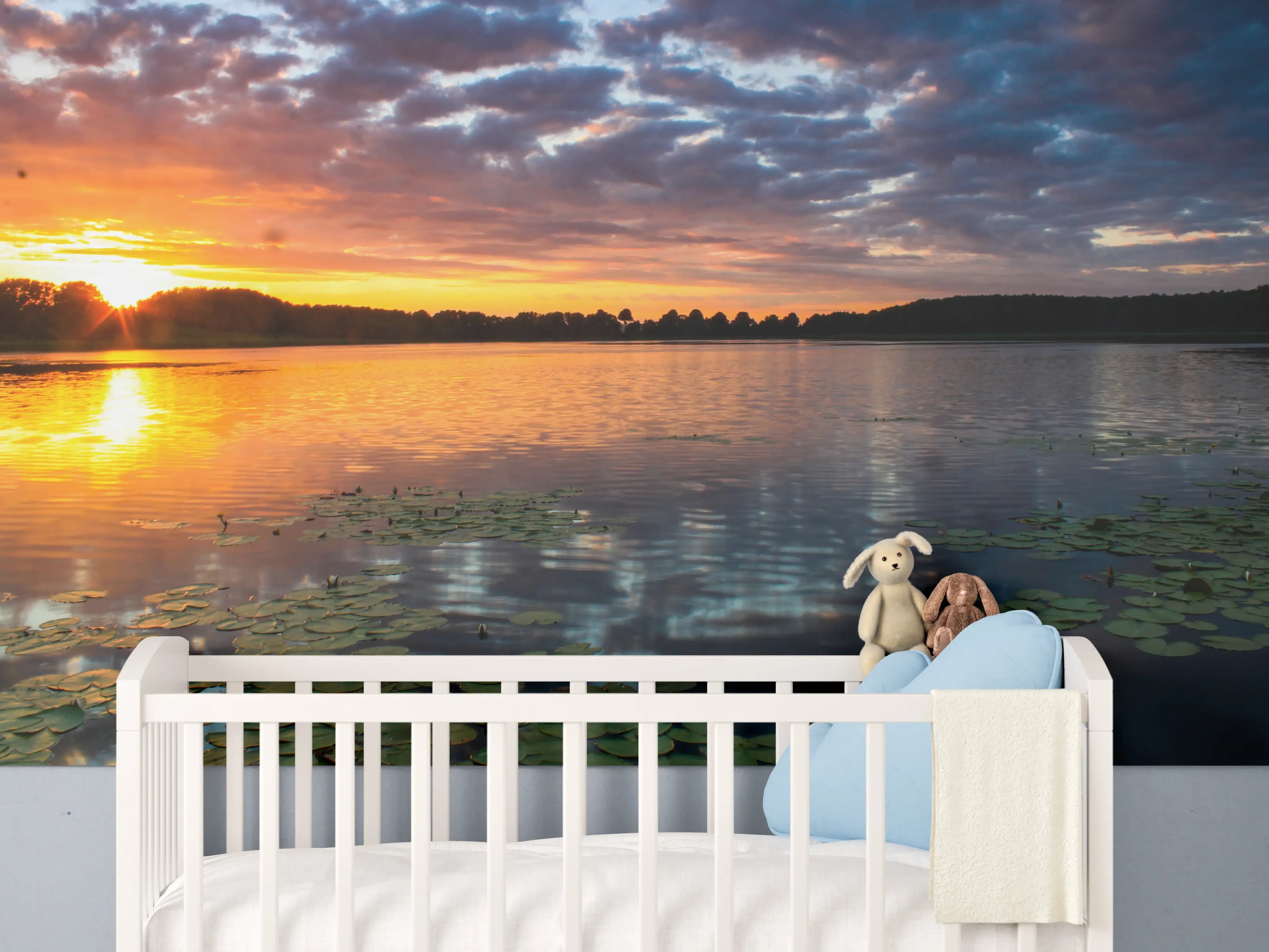 Babyzimmer Wandgestaltung - Epischer Sonnenuntergang über See