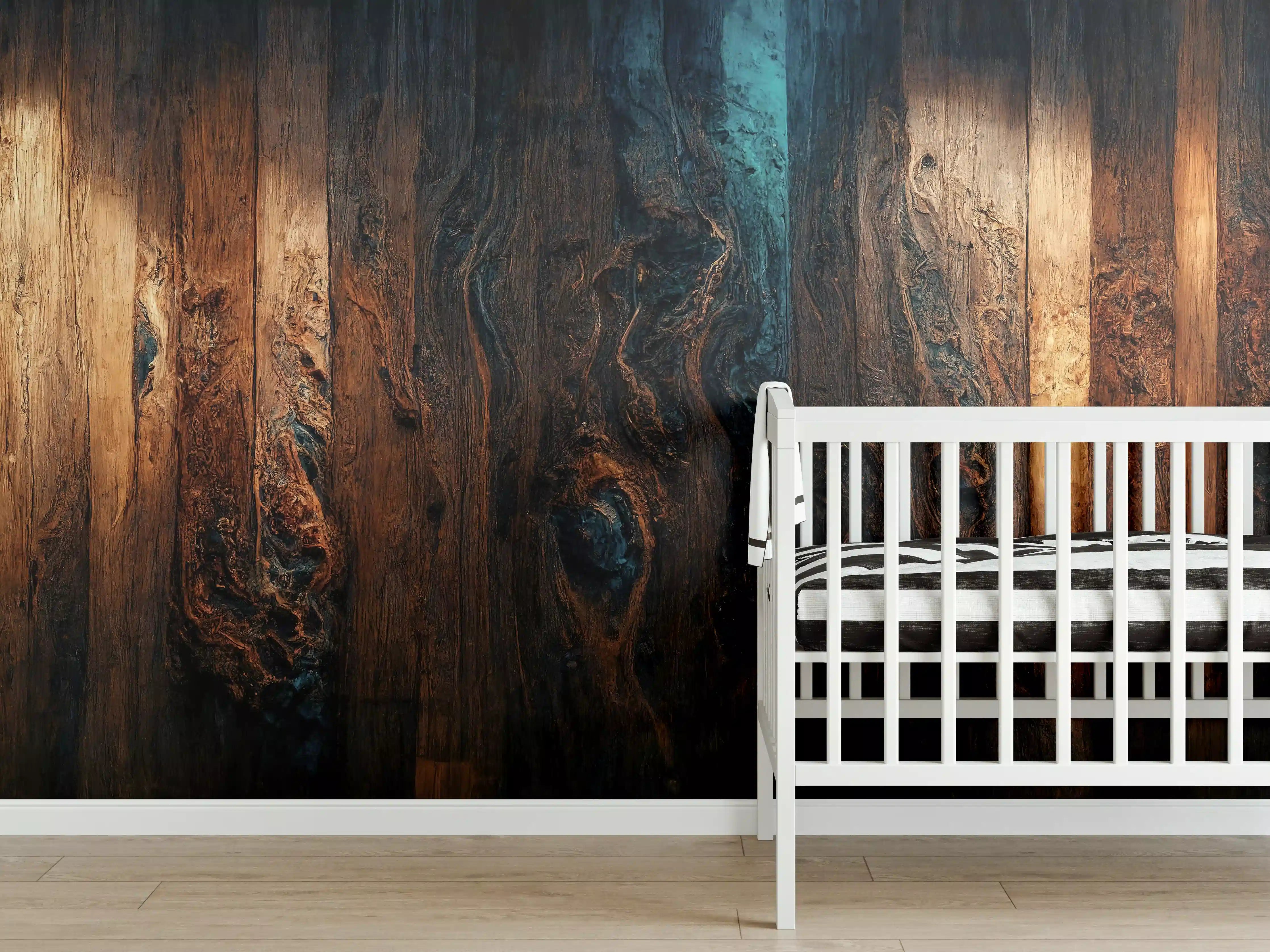Babyzimmer Wandgestaltung - Epoxy-Holztisch mit Blaueffekt