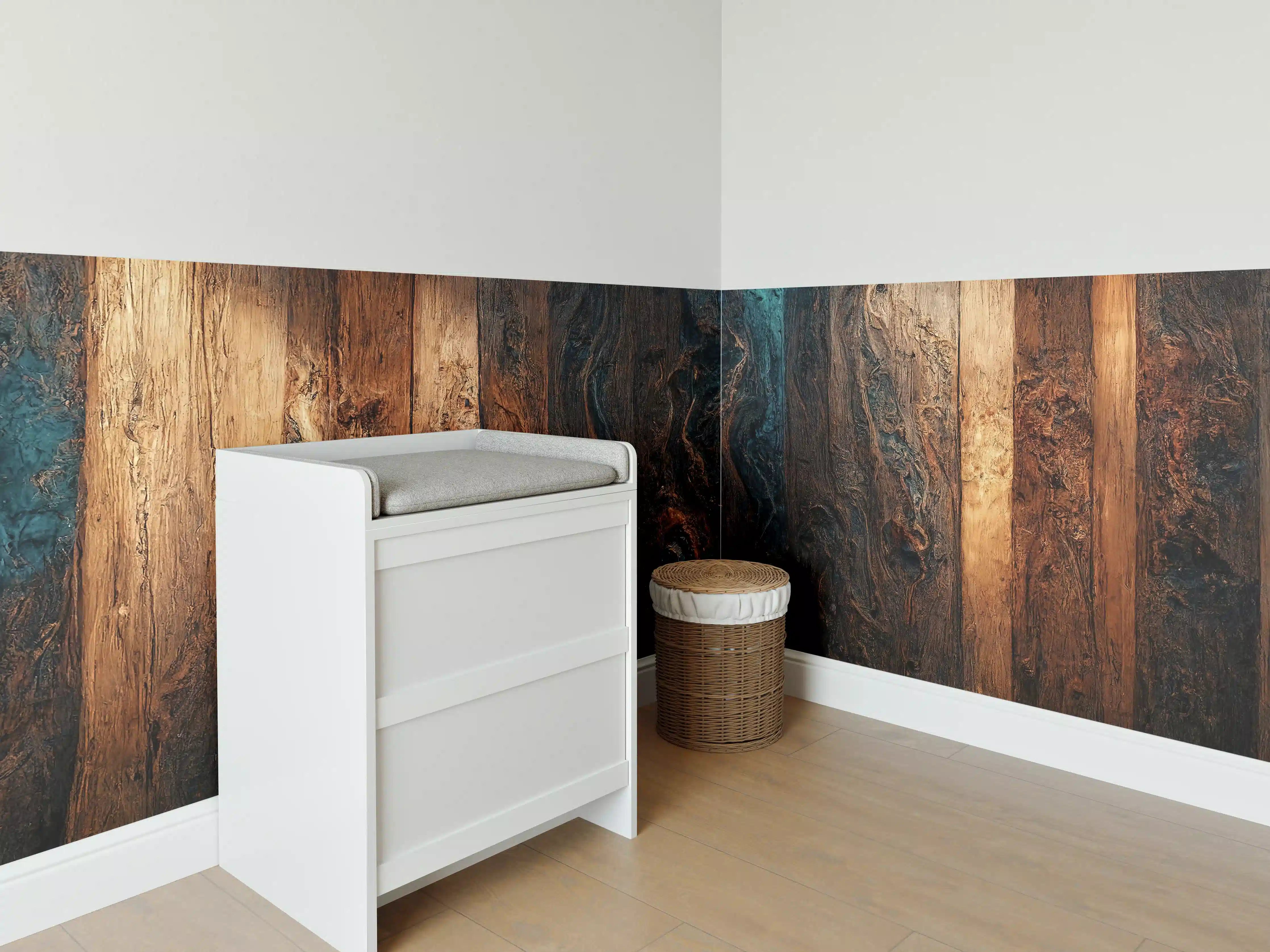 Babyzimmer Wandgestaltung - Epoxy-Holztisch mit Blaueffekt
