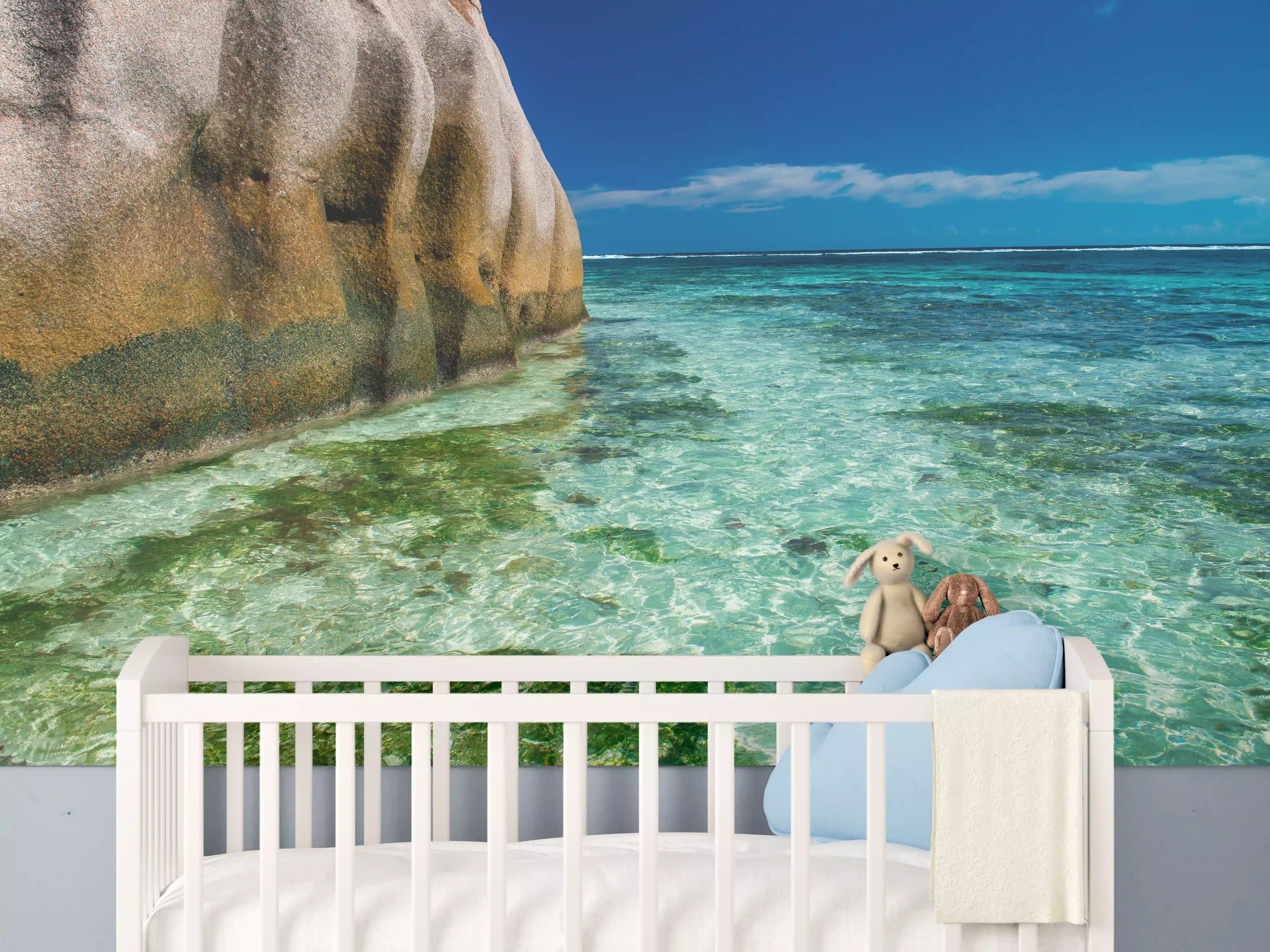 Babyzimmer Wandgestaltung - Erstaunliche Felsen am Strand Source d'Argent 