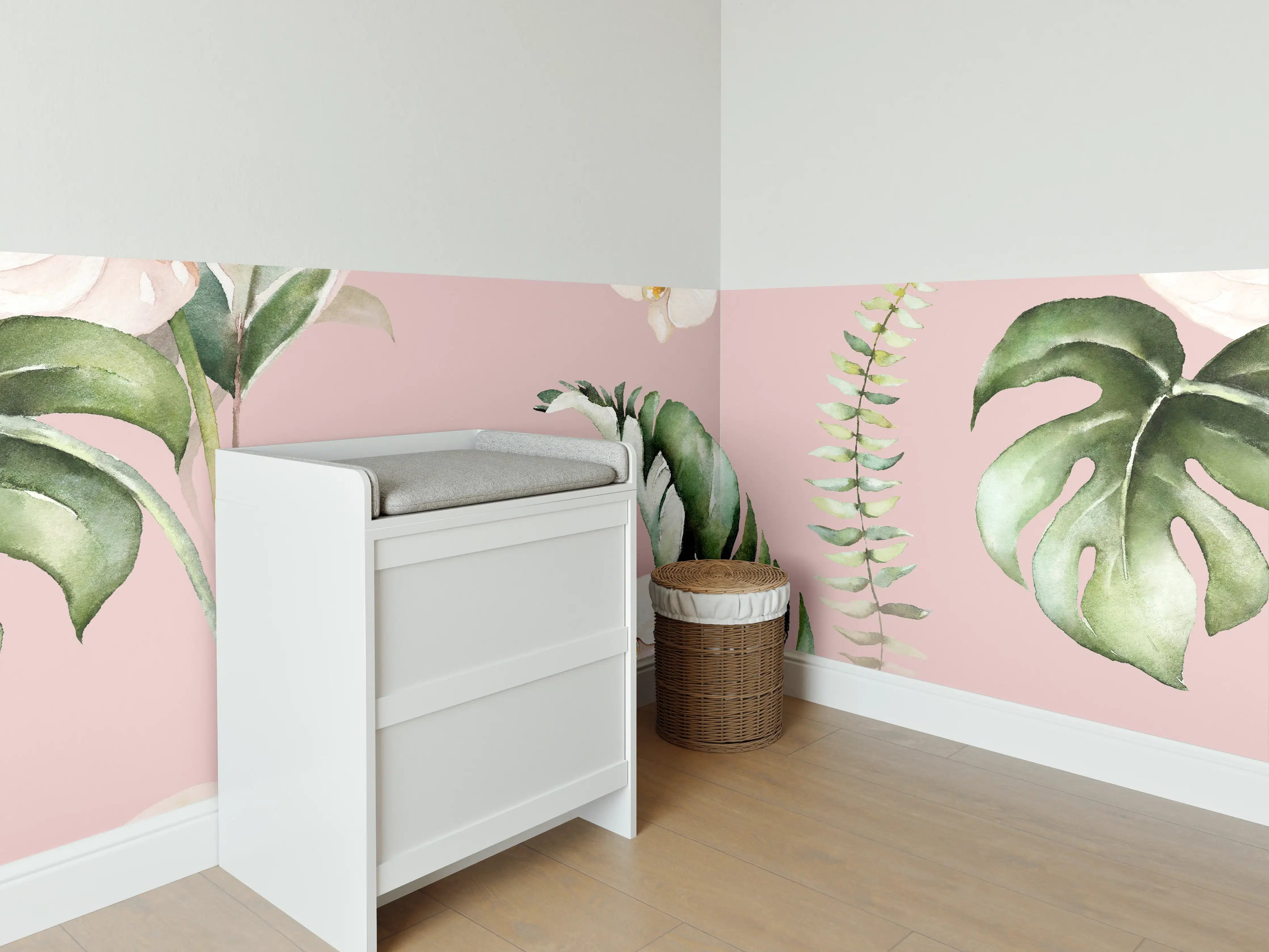 Babyzimmer Wandgestaltung - Exotische Pflanzen - Aquarell