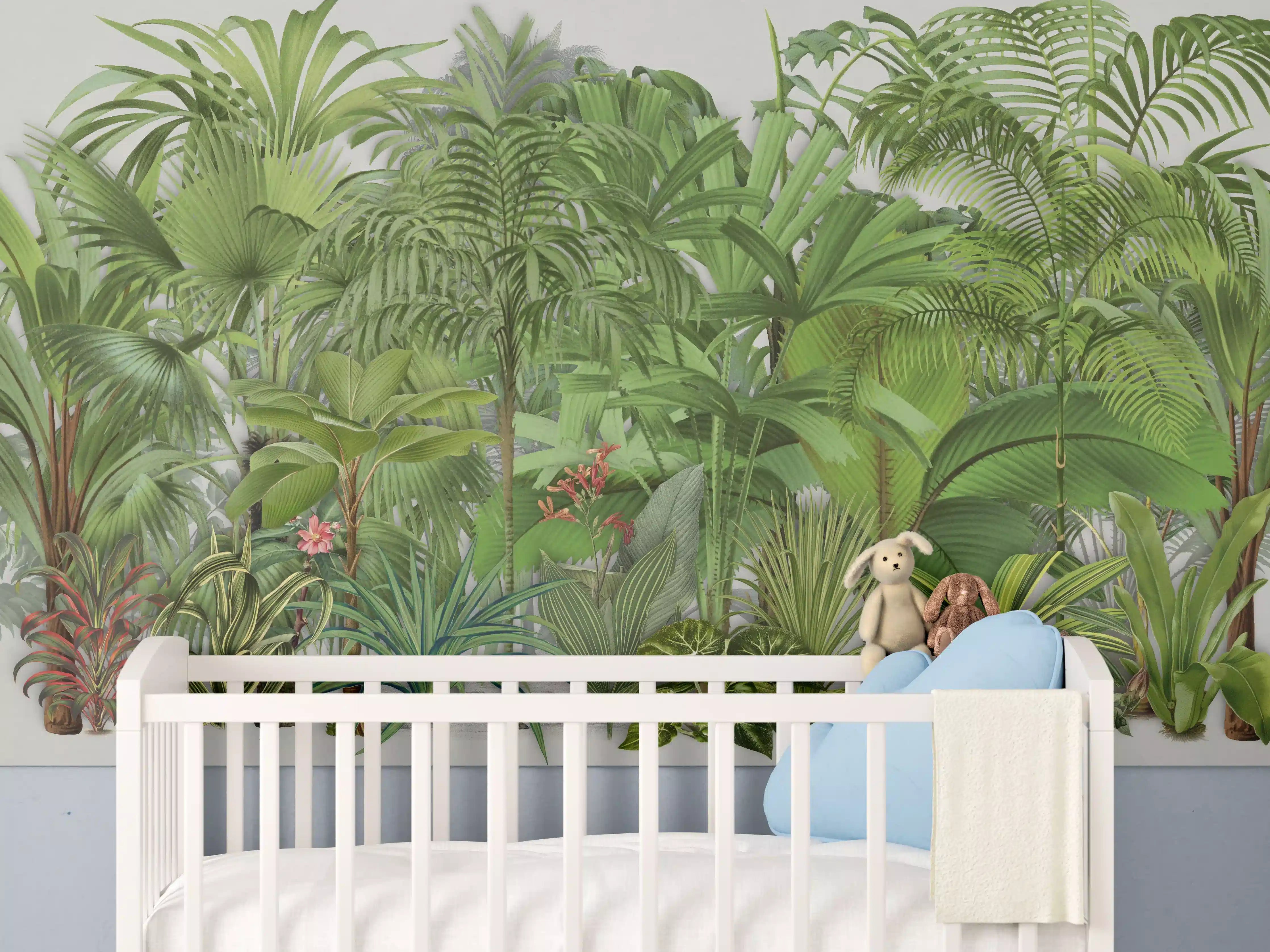 Babyzimmer Wandgestaltung - Exotische Pflanzen