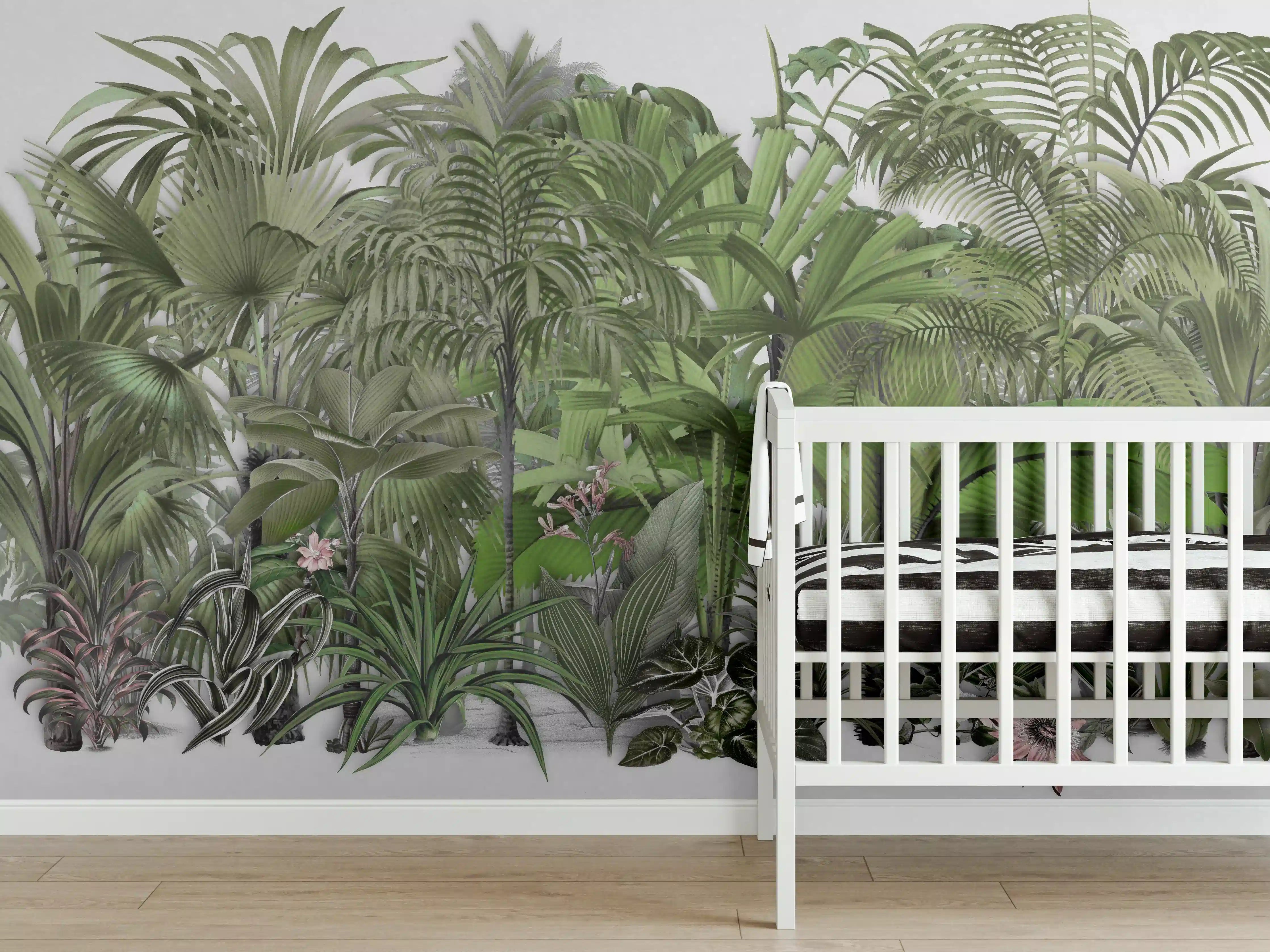 Babyzimmer Wandgestaltung - Exotische Sträuche