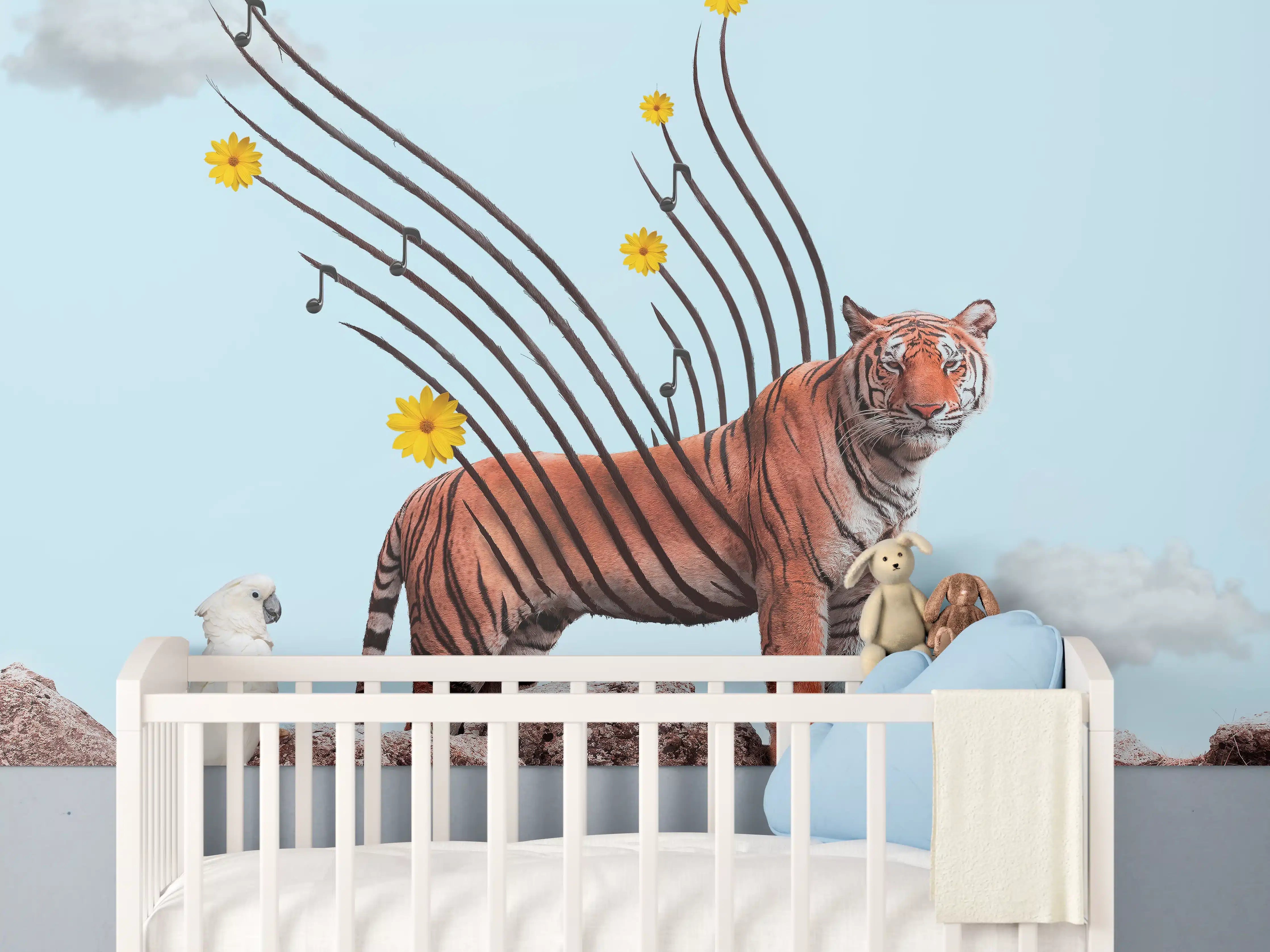 Babyzimmer Wandgestaltung - Exotischer Tiger - Grafik