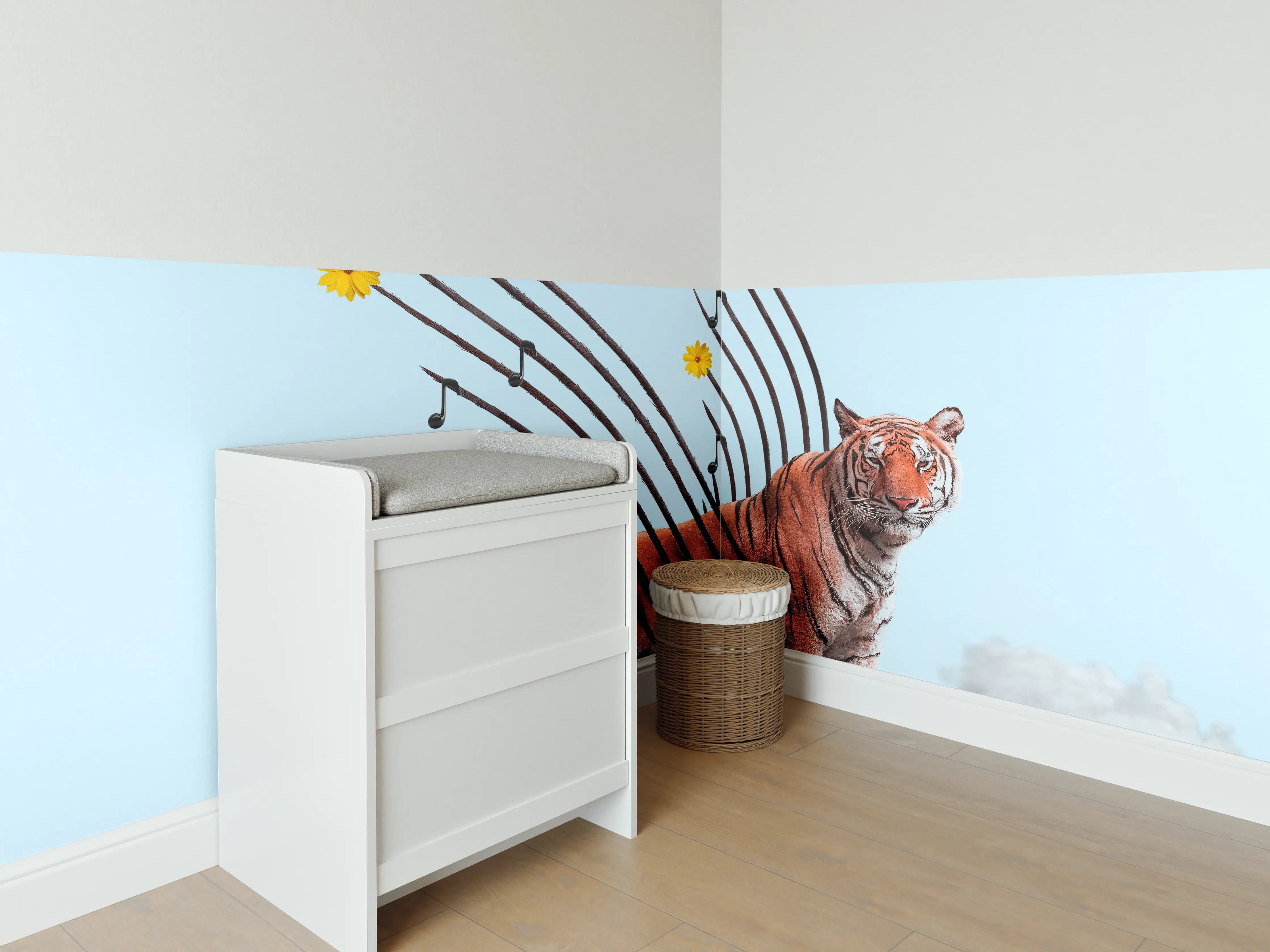 Babyzimmer Wandgestaltung - Exotischer Tiger - Grafik
