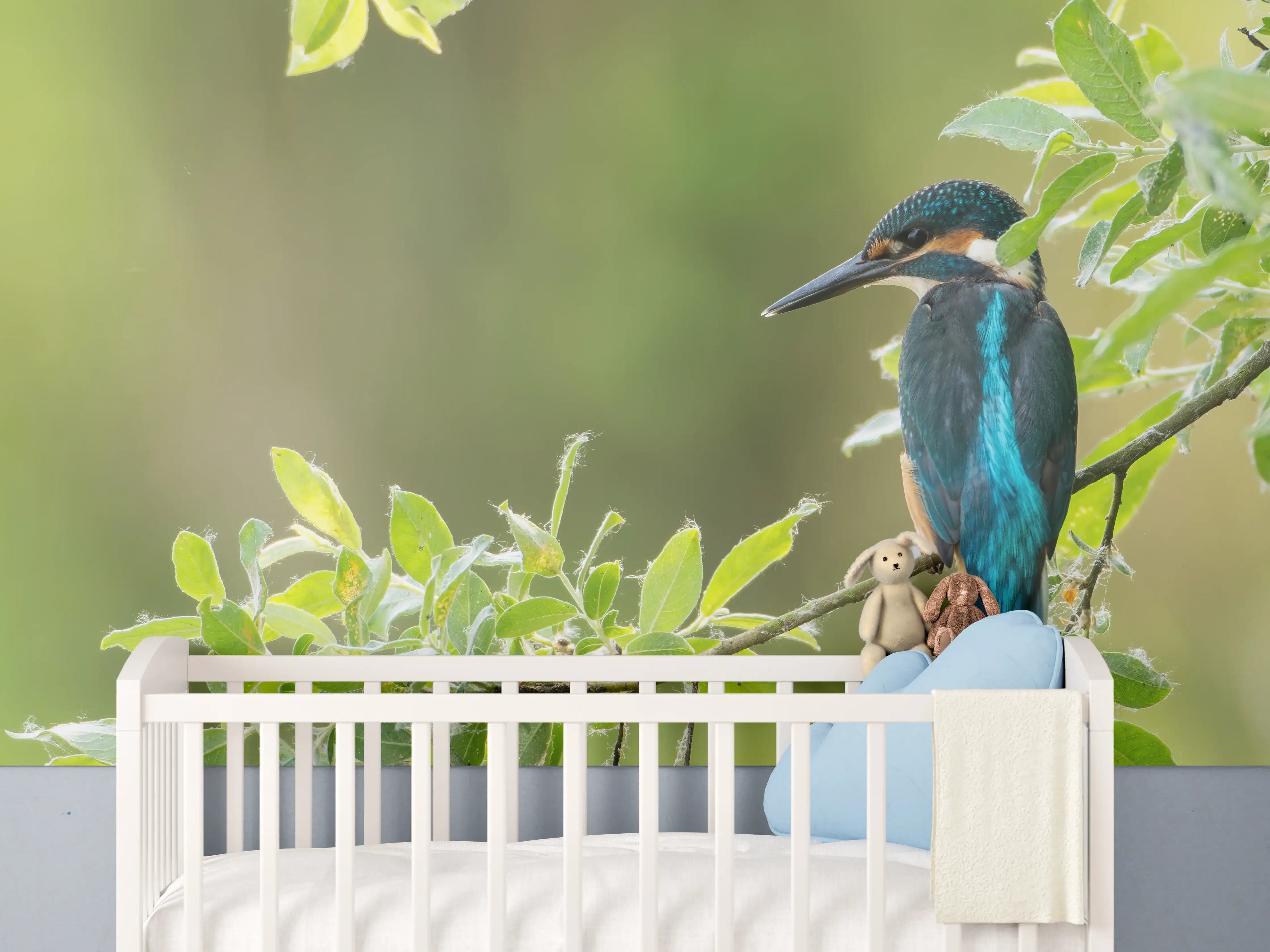 Babyzimmer Wandgestaltung - Exotischer friedlicher Eisvogel