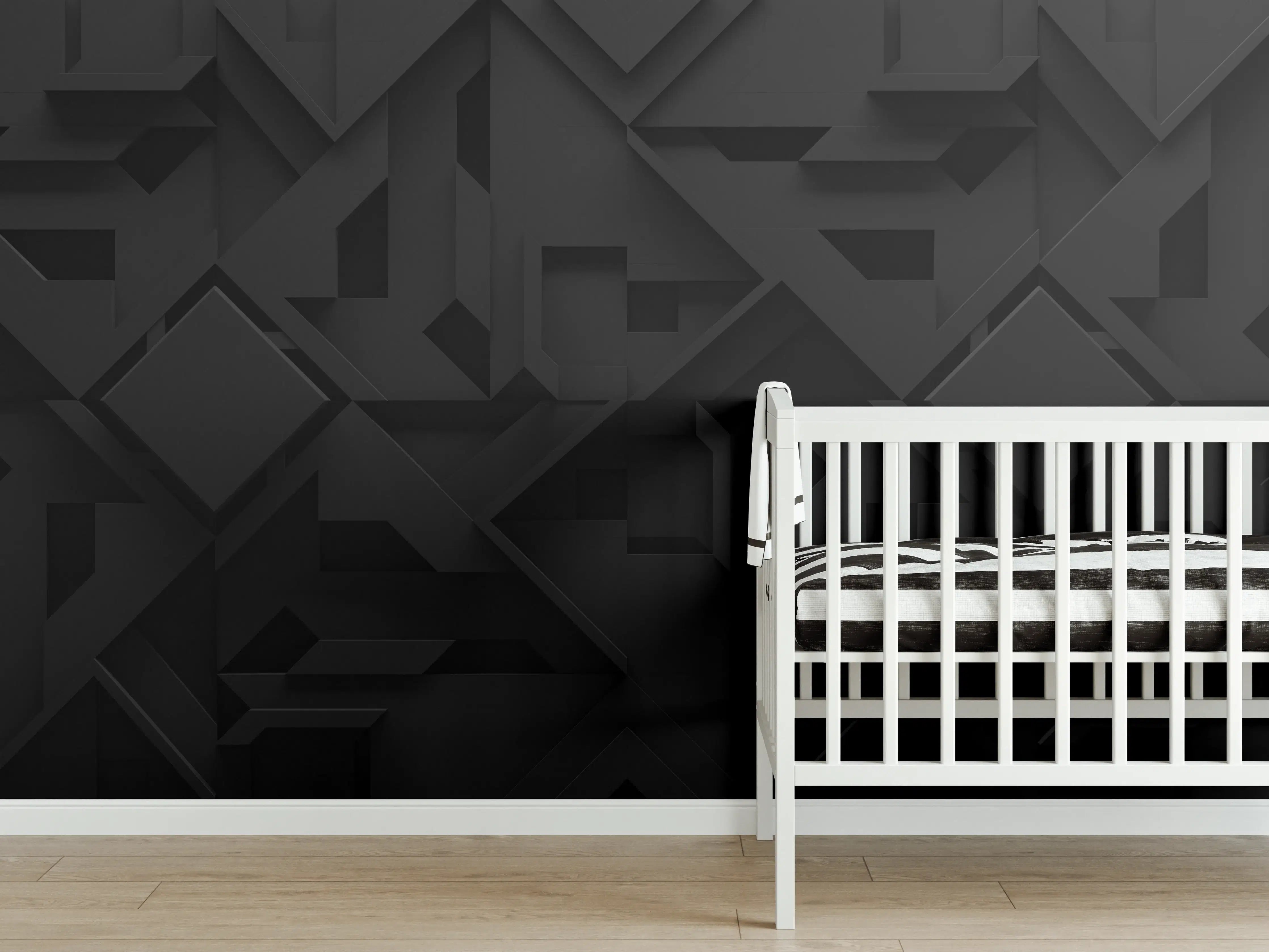 Babyzimmer Wandgestaltung - Extra-Dunkler Schwarz 3D Hintergrund