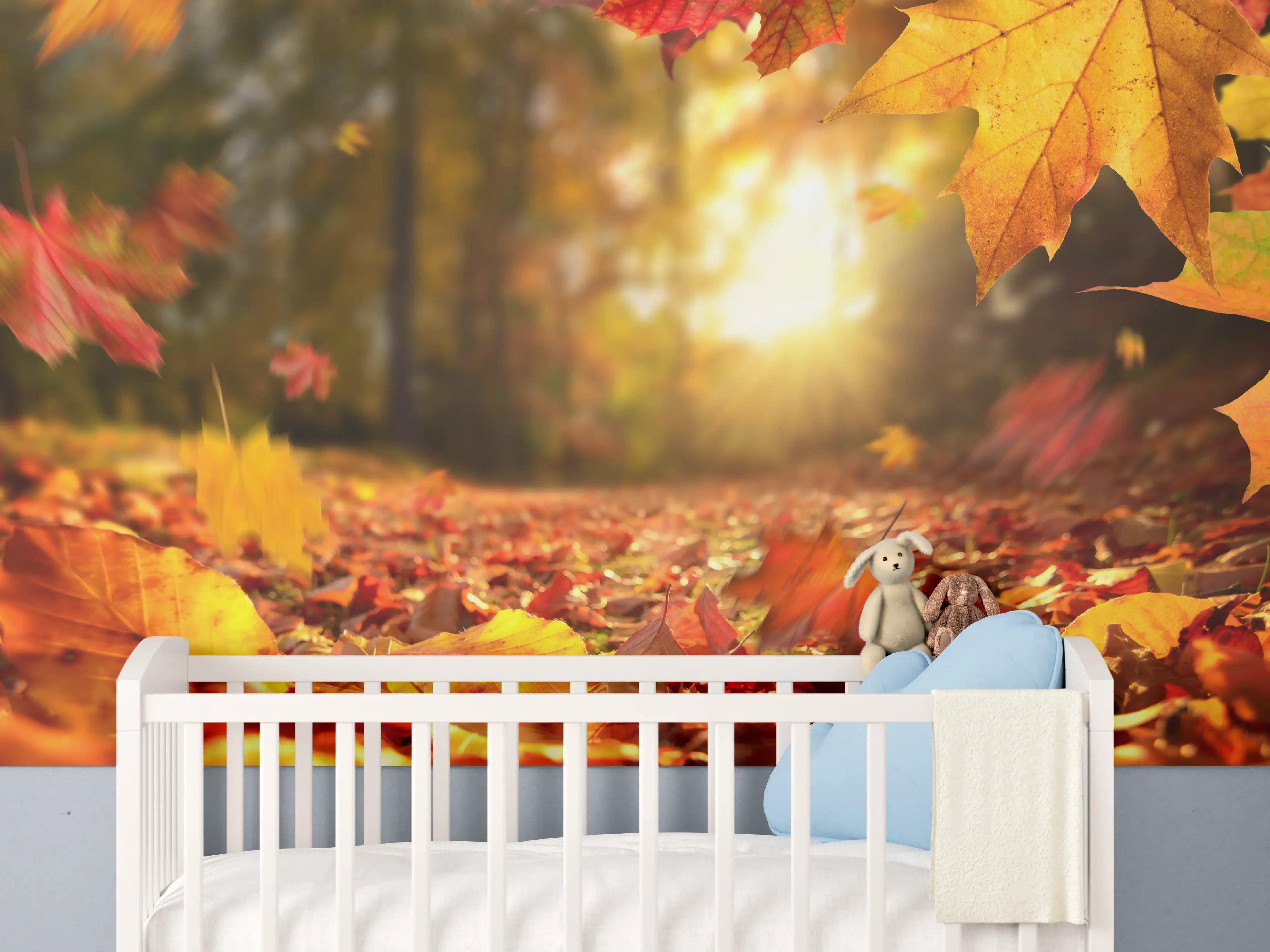Babyzimmer Wandgestaltung - Fallende Blätter im Herbst