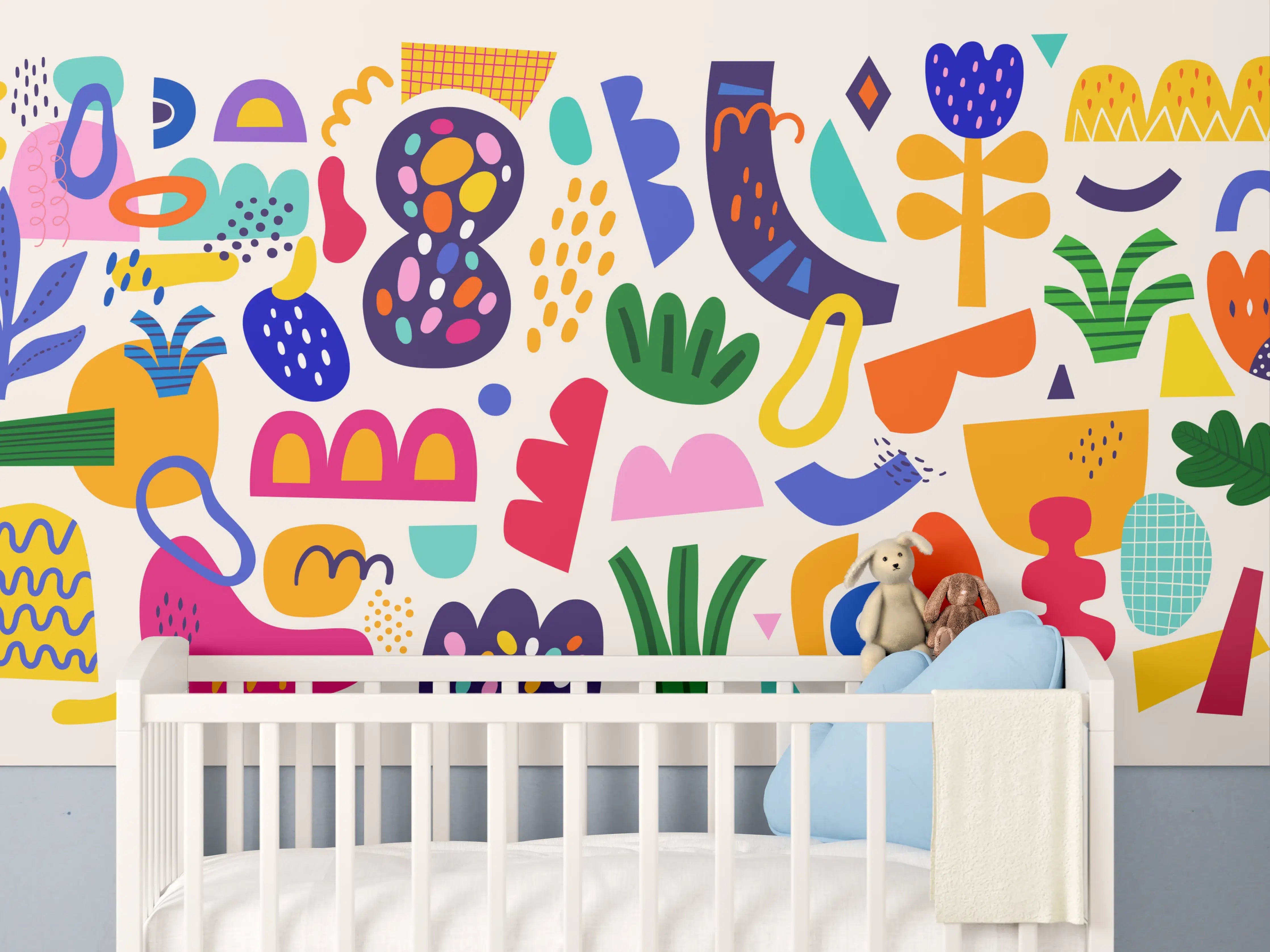 Babyzimmer Wandgestaltung - Farbenfrohe Frühlingslandschaft