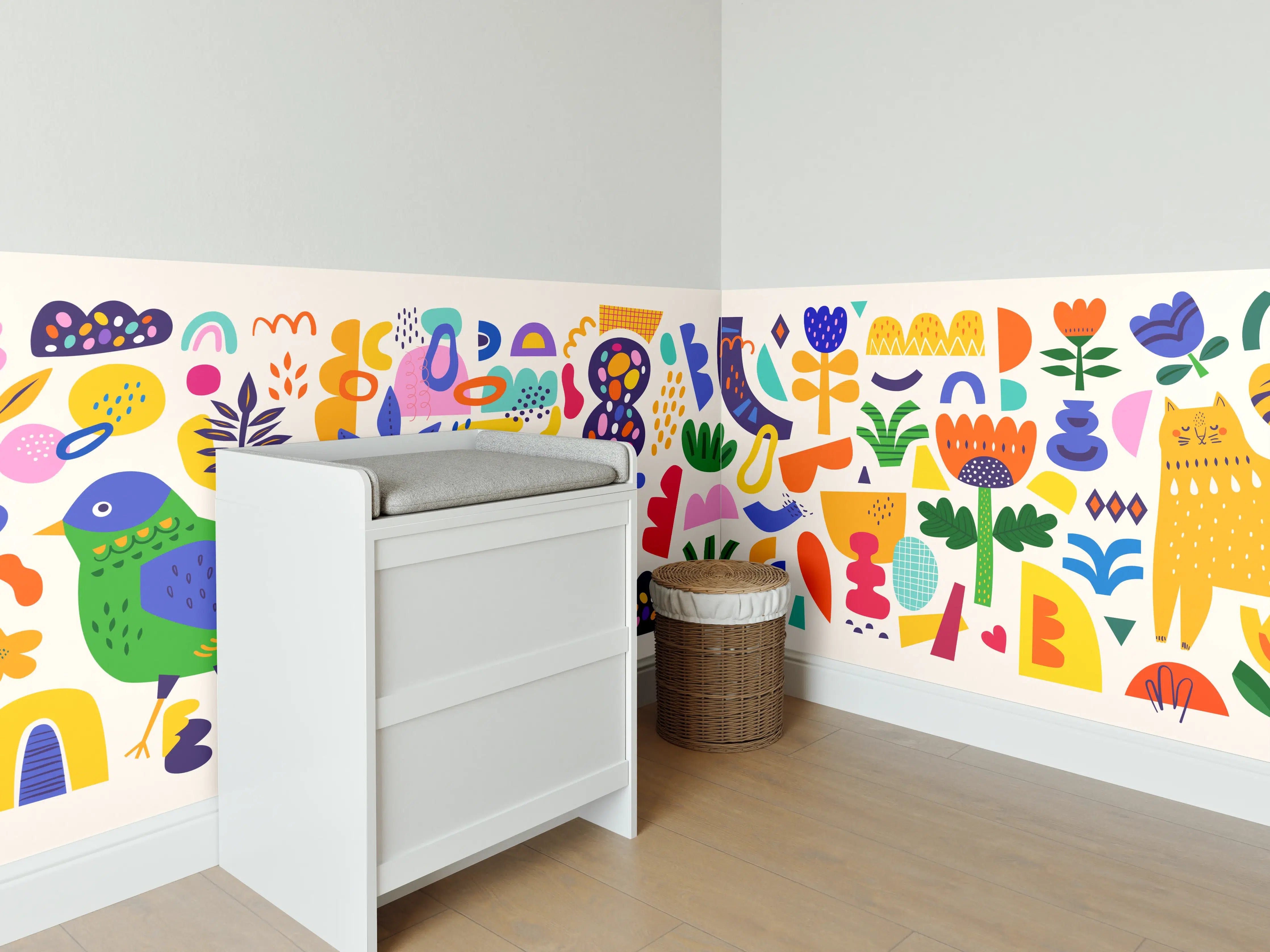 Babyzimmer Wandgestaltung - Farbenfrohe Frühlingslandschaft