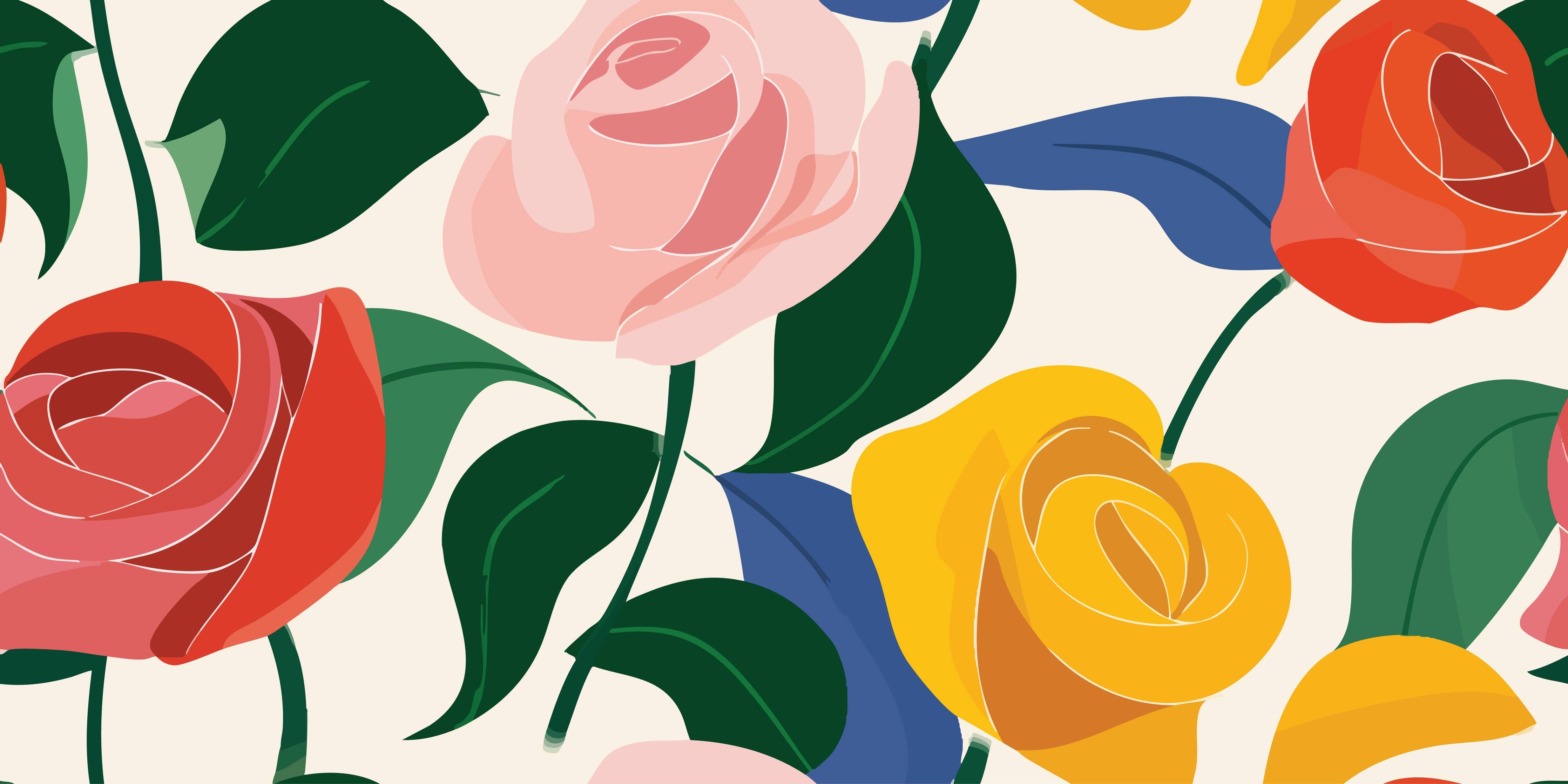Babyzimmer Wandgestaltung-Farbenfrohe Rosenstrauß-Darstellung