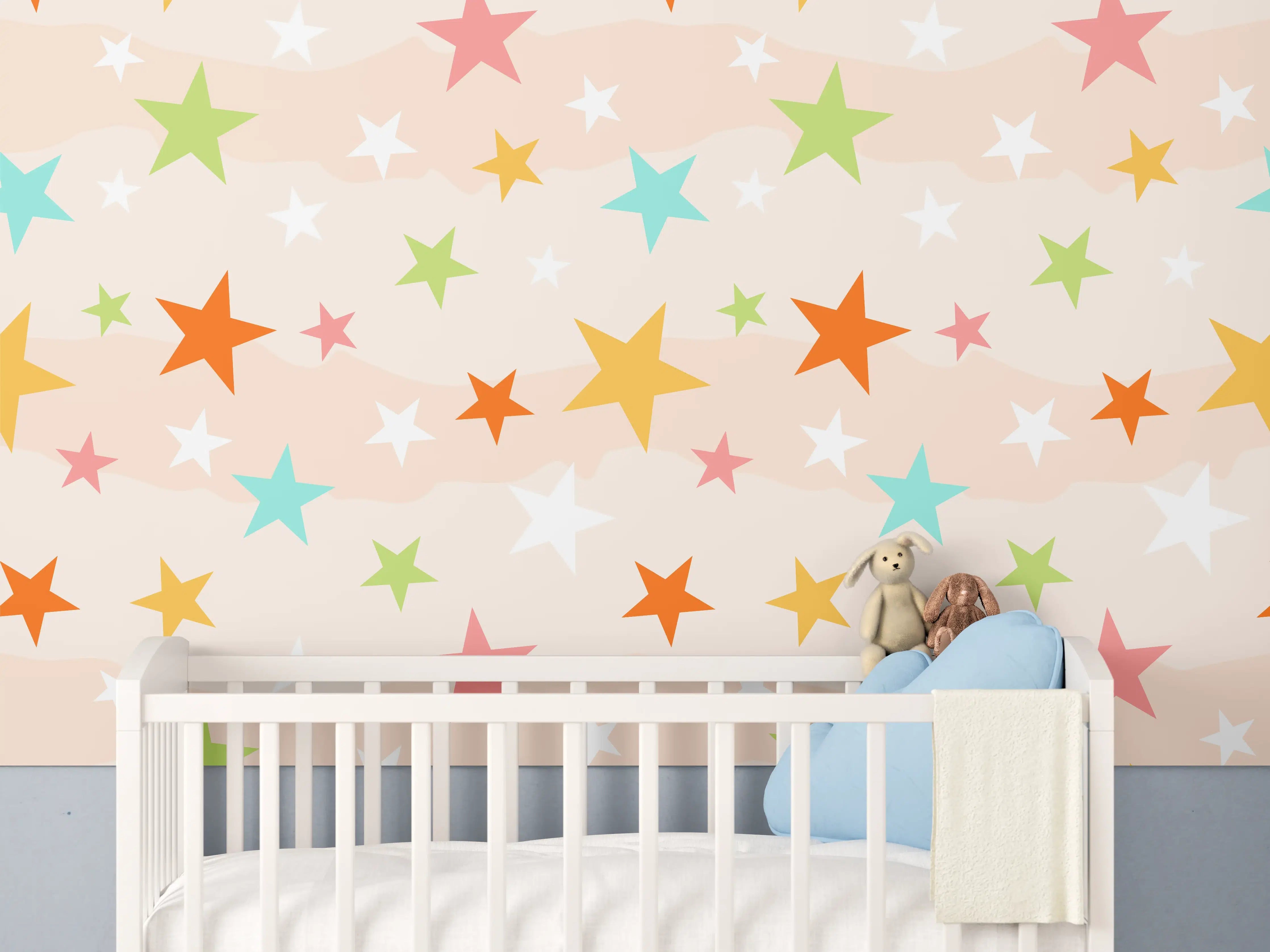 Babyzimmer Wandgestaltung - Farbenfrohes Stern-Muster