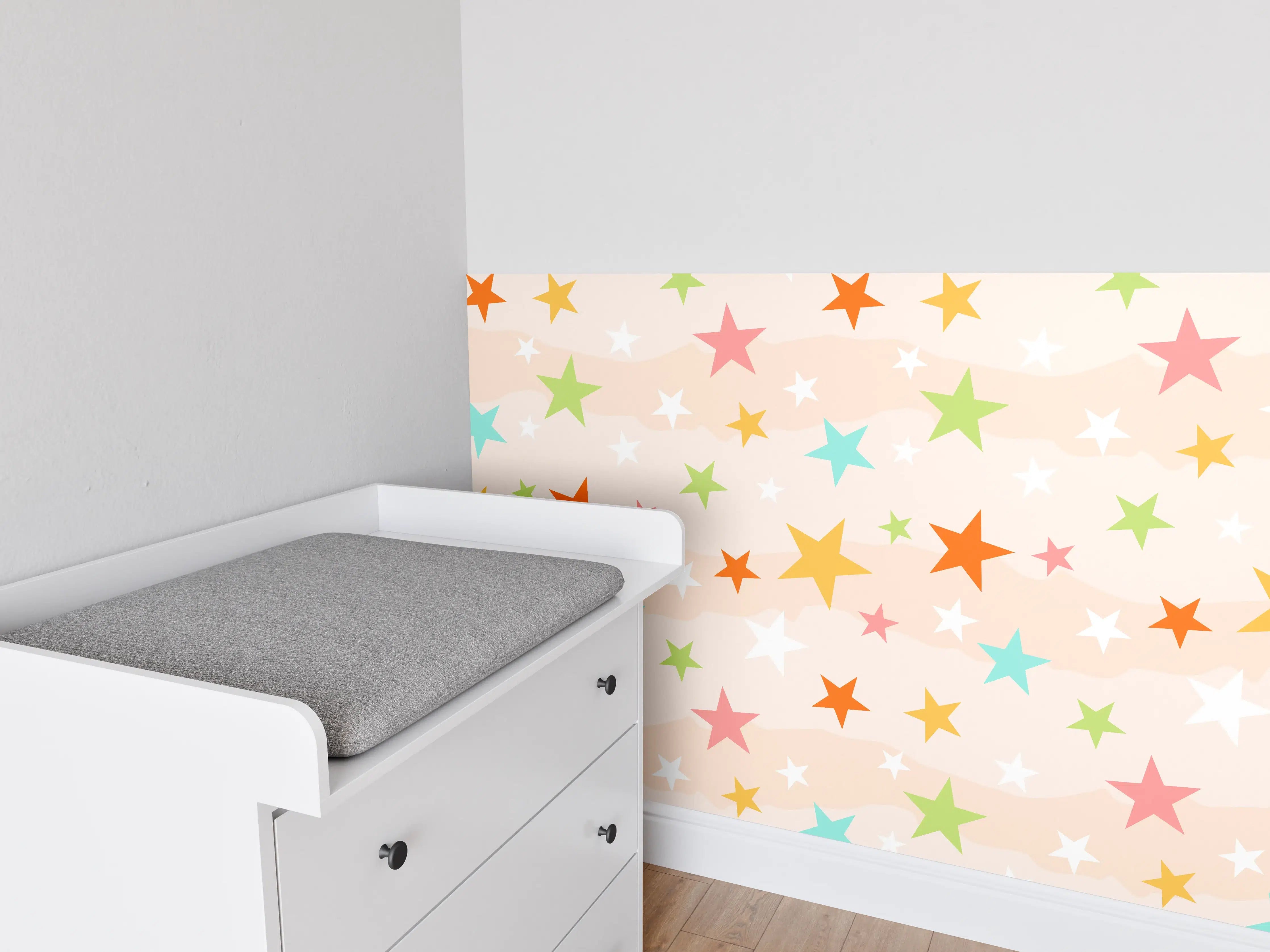 Babyzimmer Wandgestaltung - Farbenfrohes Stern-Muster