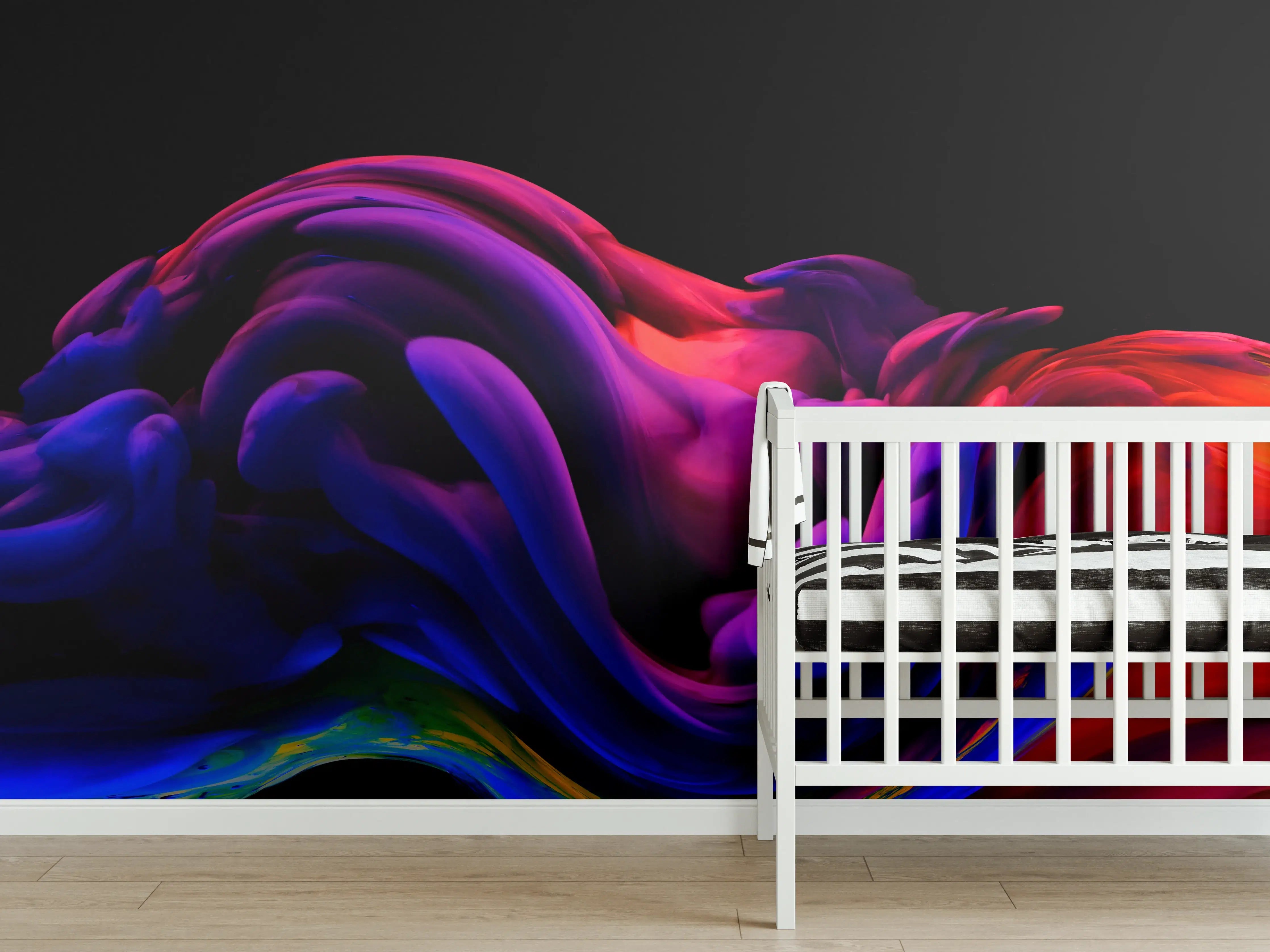 Babyzimmer Wandgestaltung - Farbexplosion Abstrakt Design